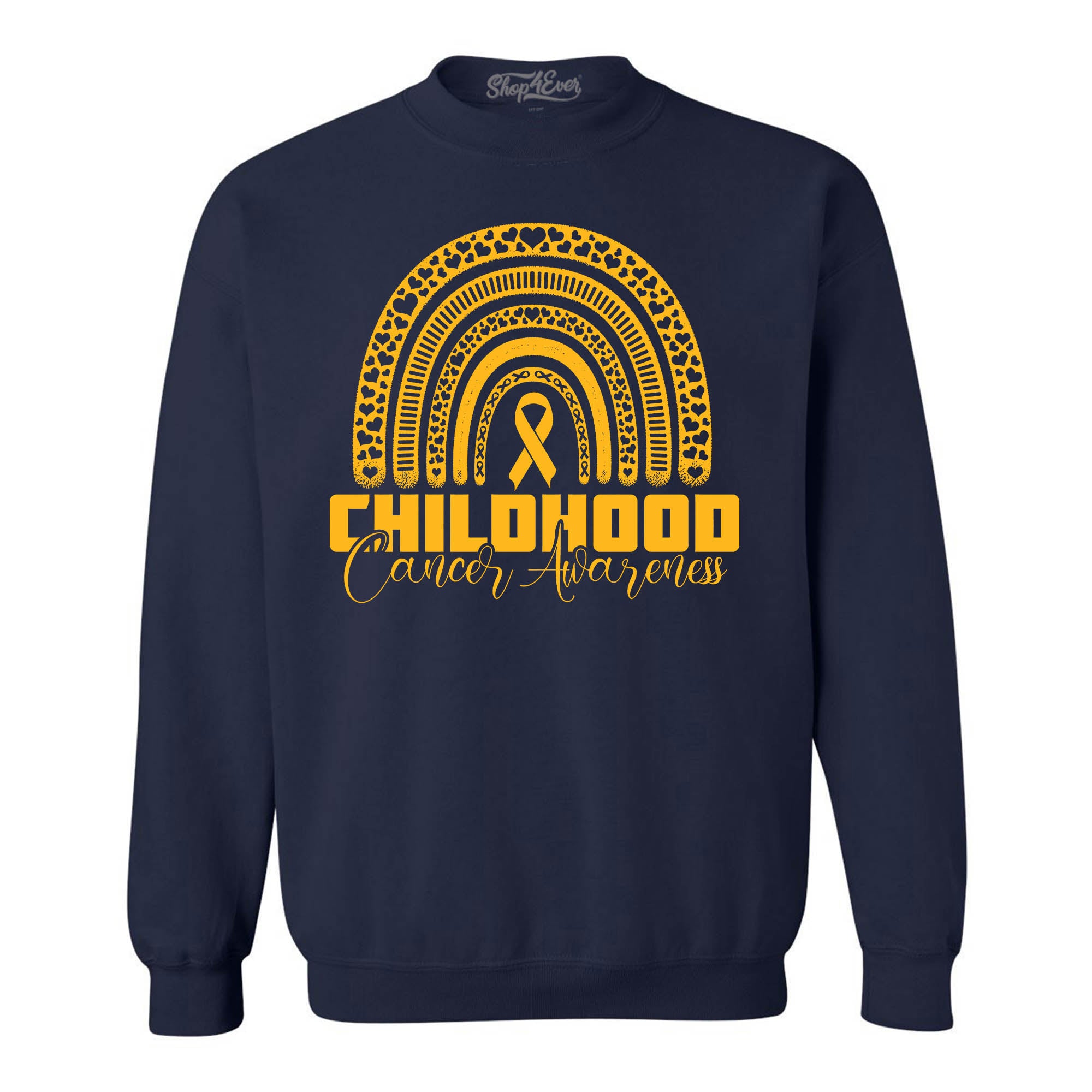 Childhood Cancer Awareness Gold Rainbow Crewneck Sweatshirts