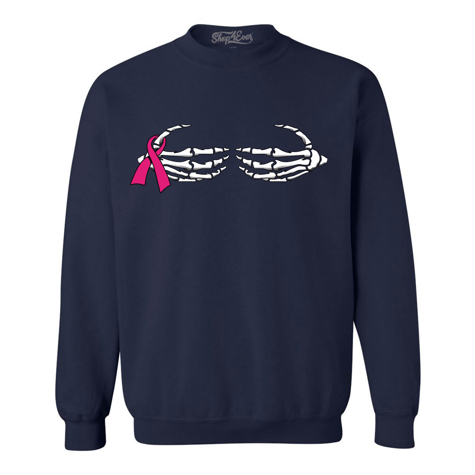 Skeleton Hands Crewnecks Breast Cancer Awareness Sweatshirts