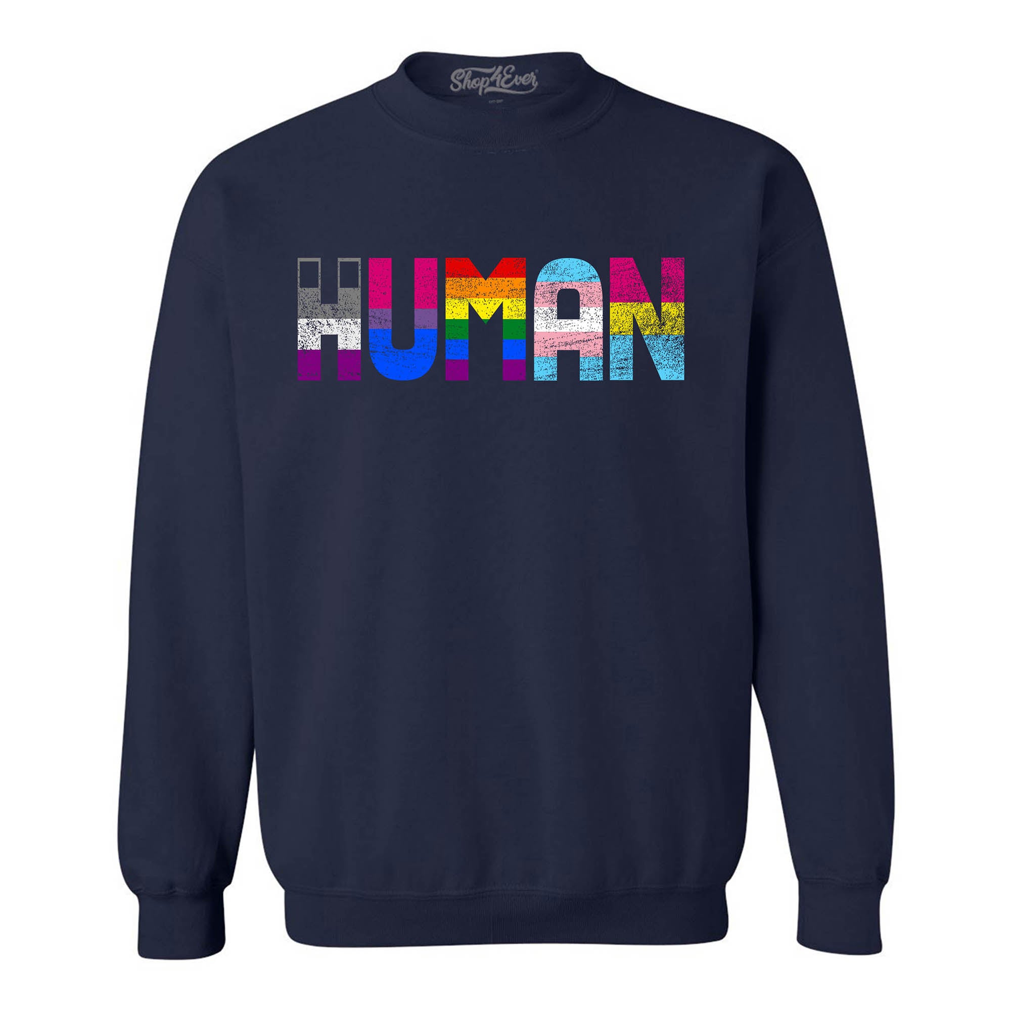 Human Pride Flags Crewneck Sweatshirts