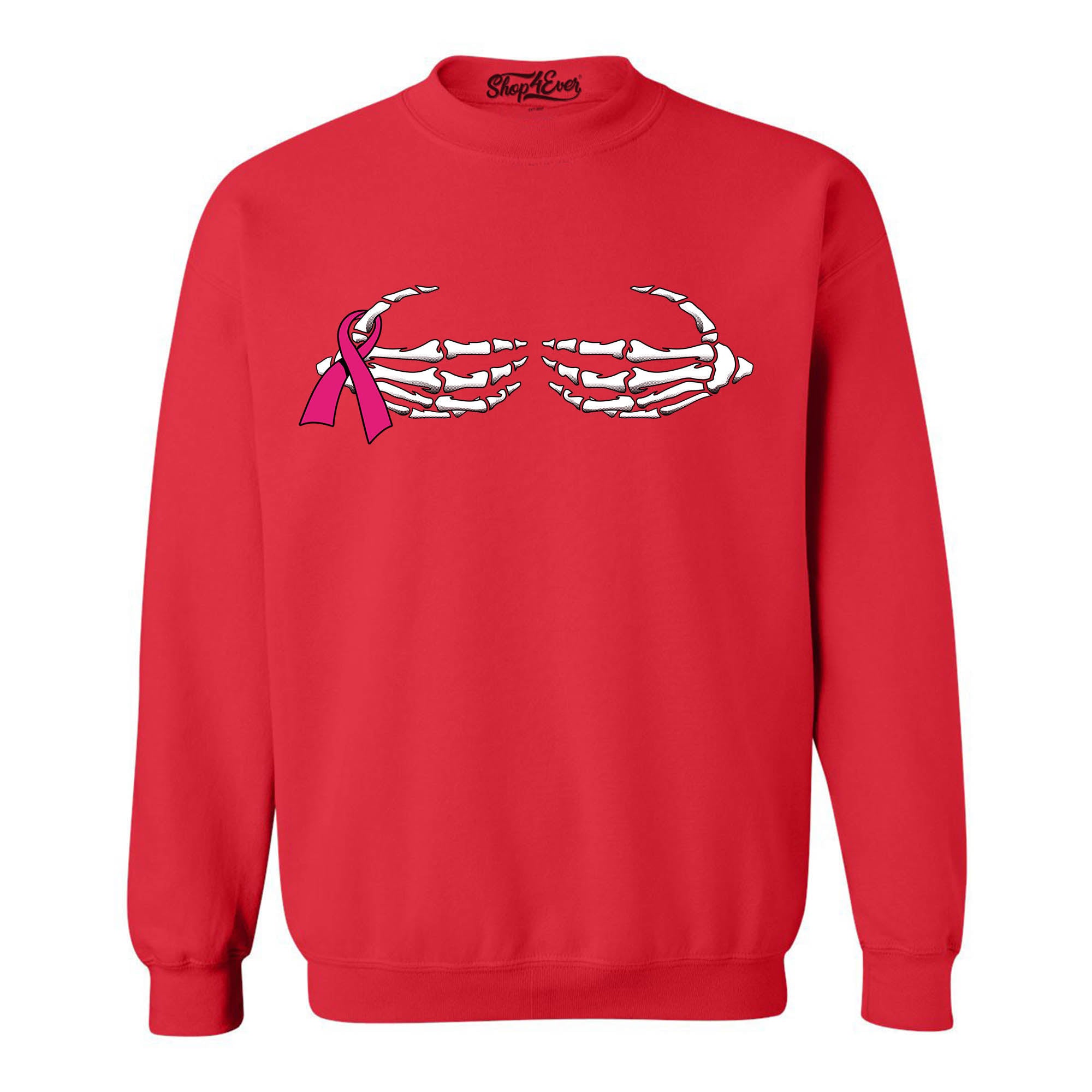Skeleton Hands Crewnecks Breast Cancer Awareness Sweatshirts