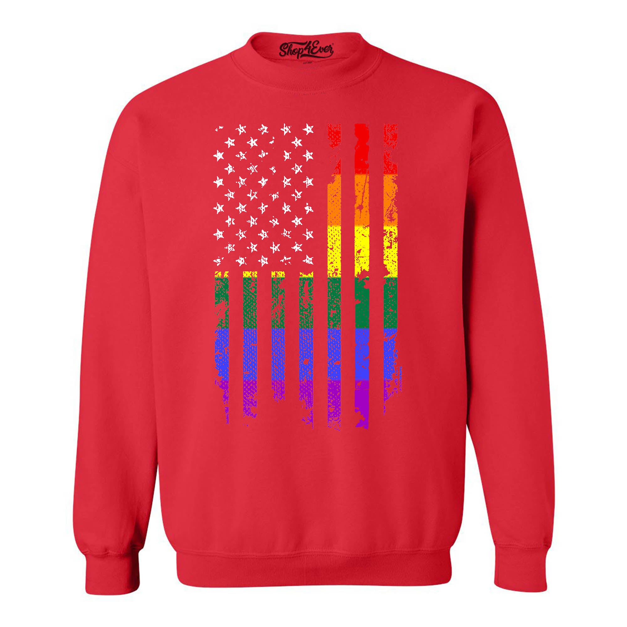 Distressed Rainbow Flag Gay Pride Crewneck Sweatshirts