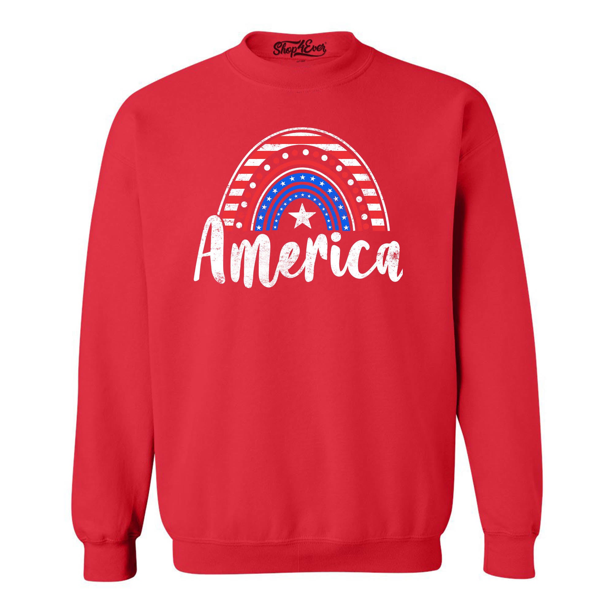 America Patriotic Rainbow 4th of July Crewneck Sweatshirts