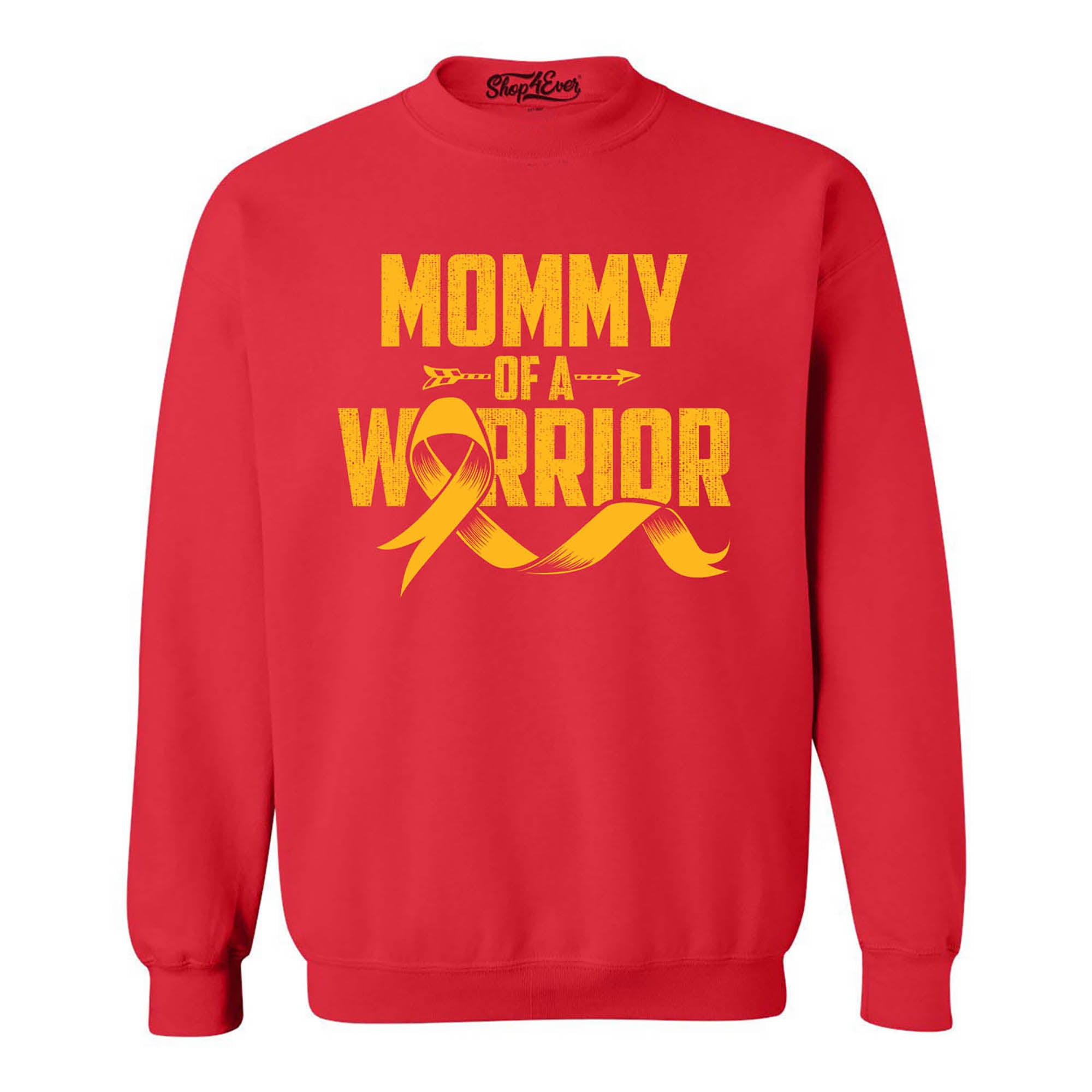 Mommy of a Warrior Childhood Cancer Awareness Crewneck Sweatshirts