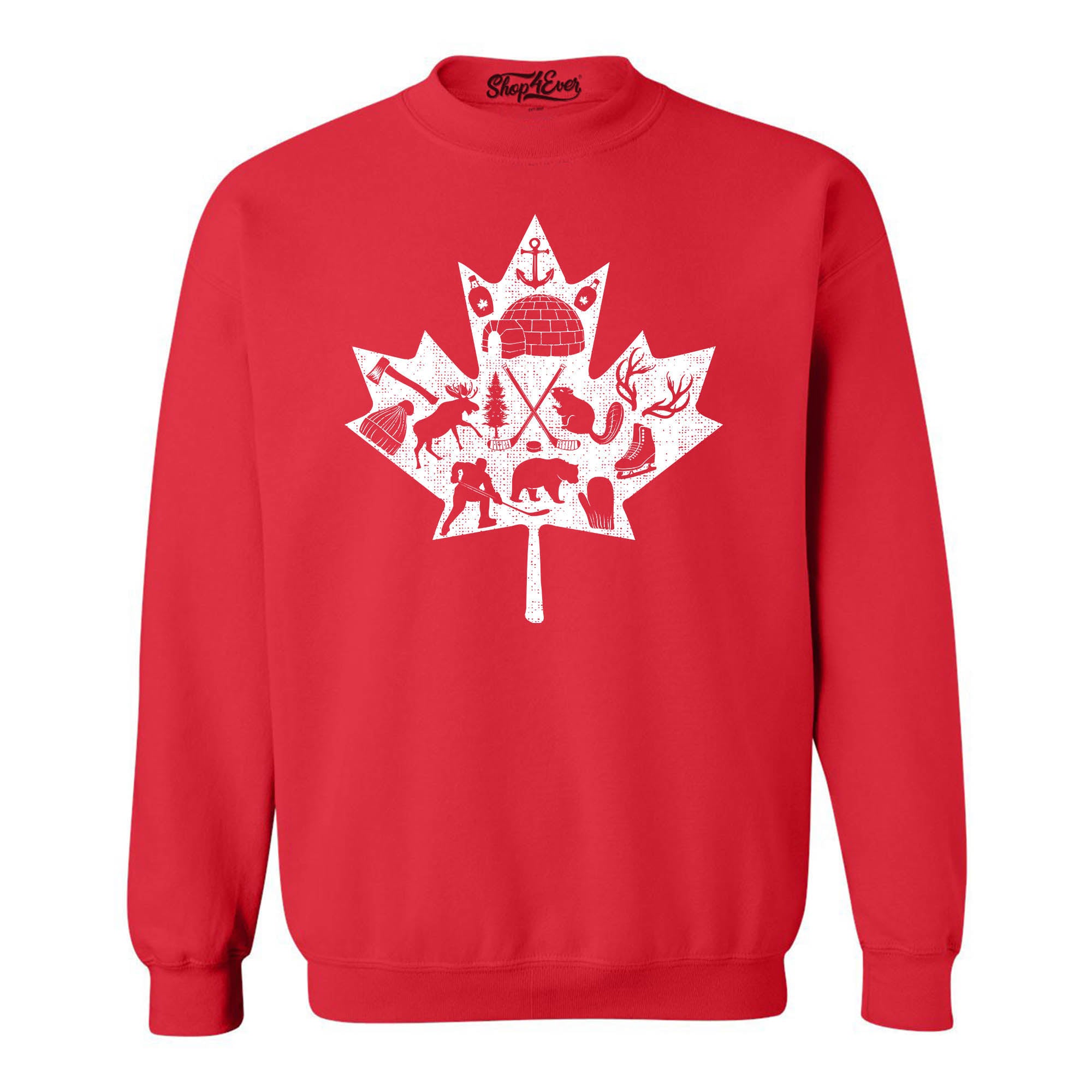 Canadian Winter Leaf Cloud Canada Symbols Crewneck Sweatshirts
