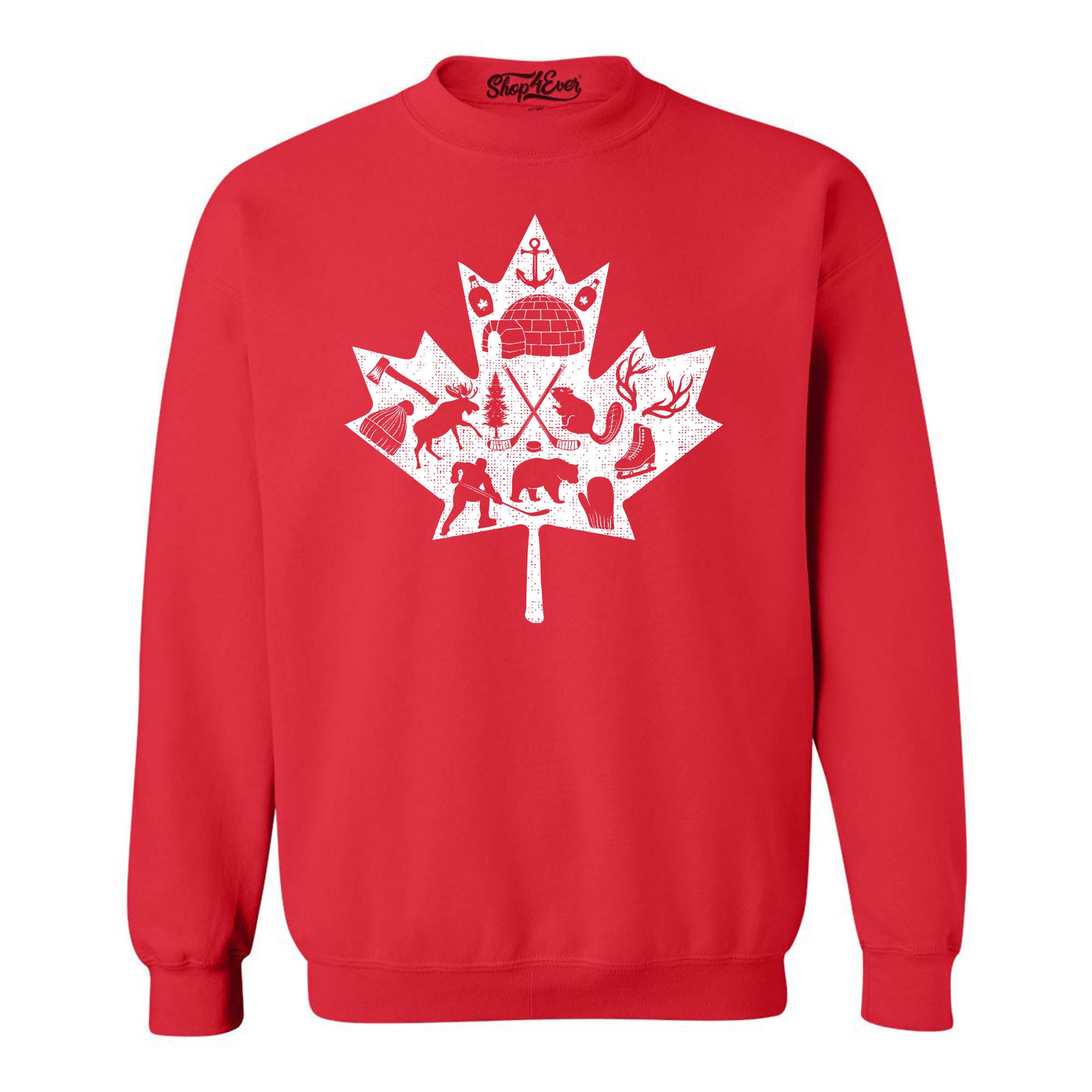 Canadian Winter Leaf Cloud Canada Symbols Crewneck Sweatshirts