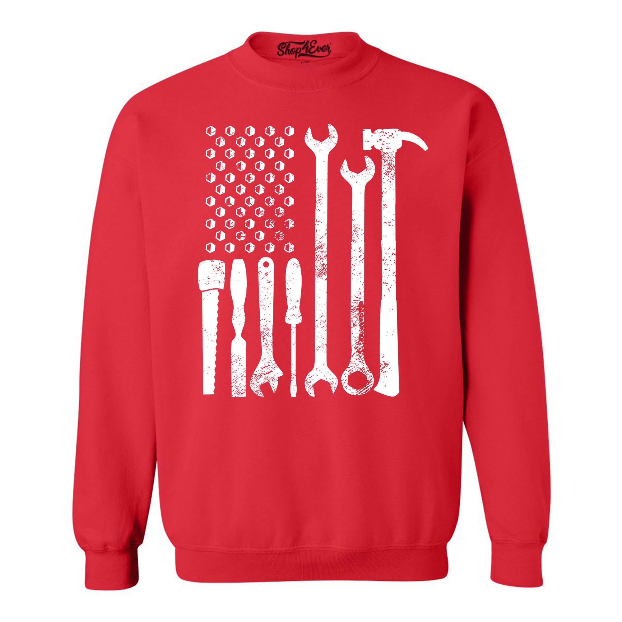Mechanic Tool American Flag USA Crewneck Sweatshirts