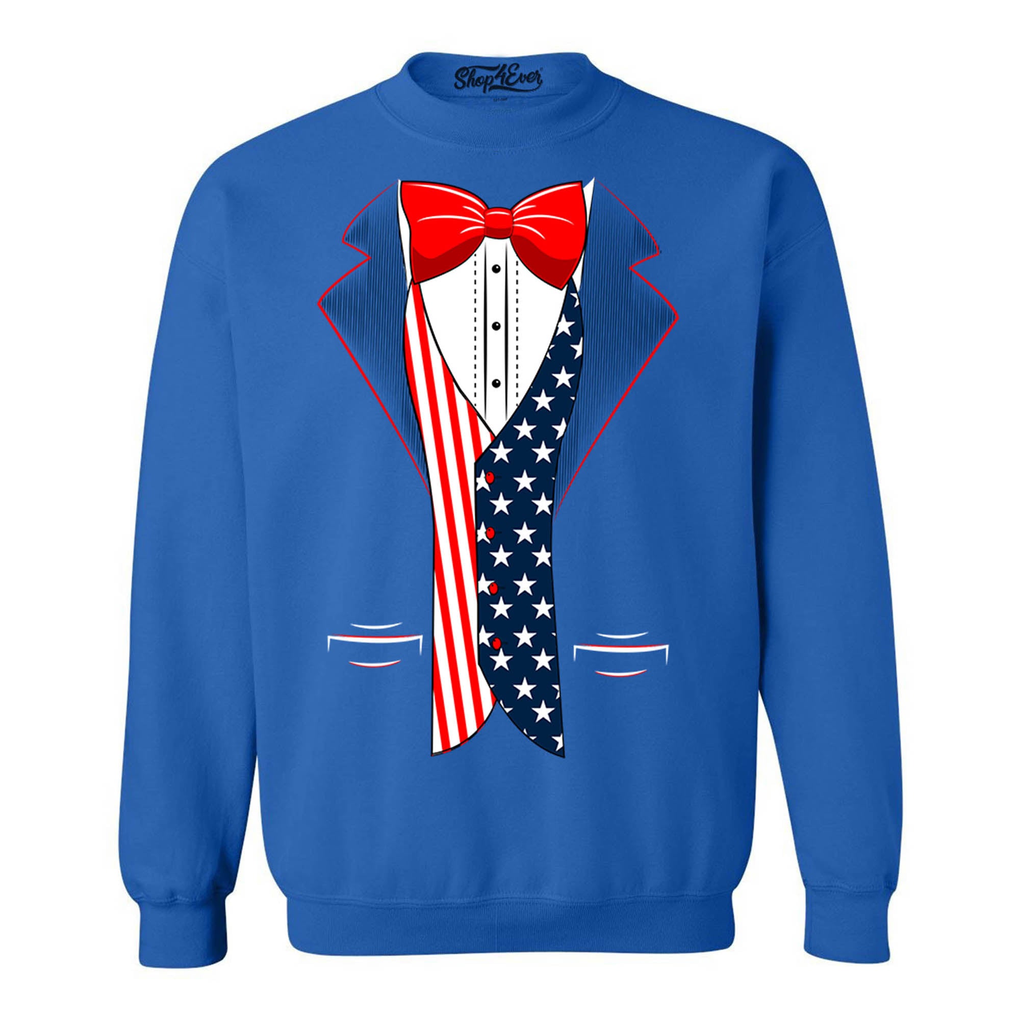 4th of July USA Tuxedo American Flag Crewneck Sweatshirts