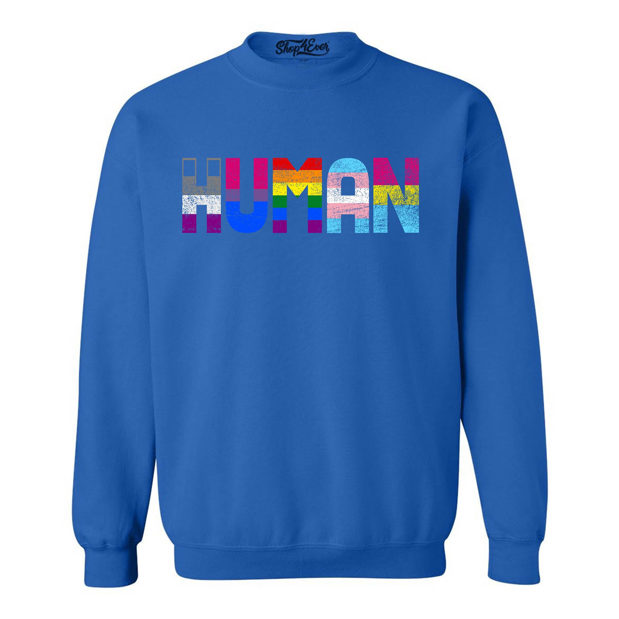 Human Pride Flags Crewneck Sweatshirts