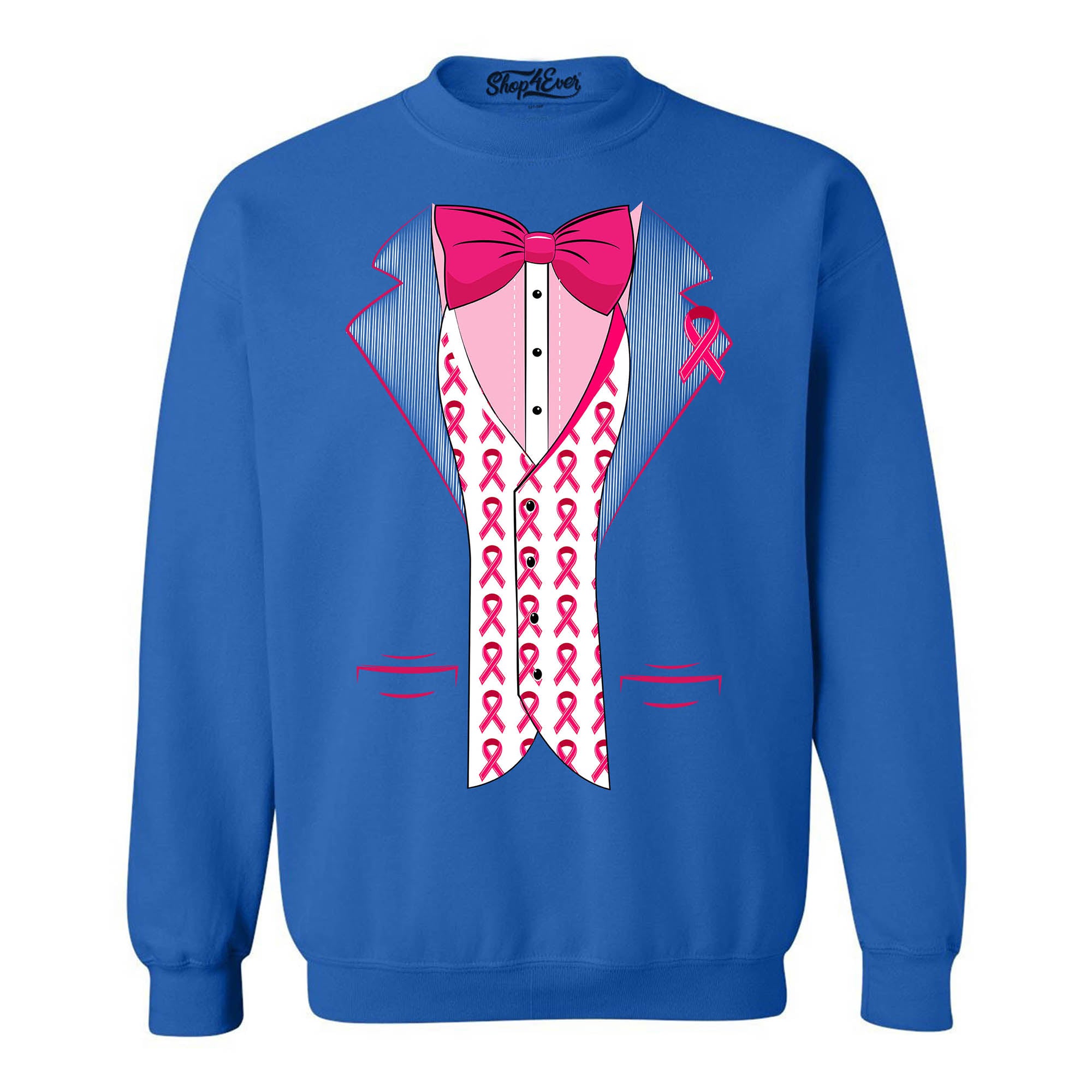 Breast Cancer Tuxedo Support Awareness Crewneck Sweatshirts