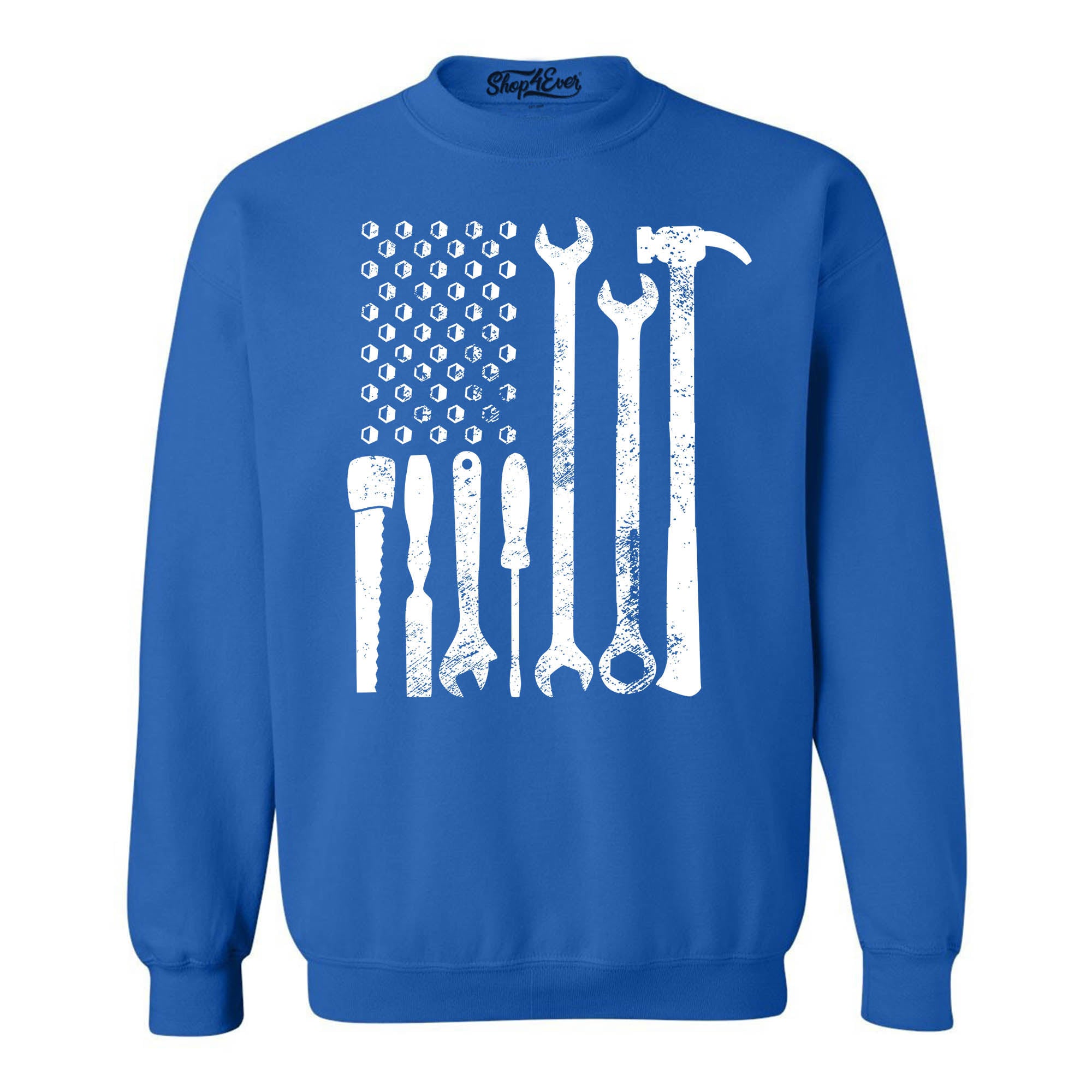 Mechanic Tool American Flag USA Crewneck Sweatshirts