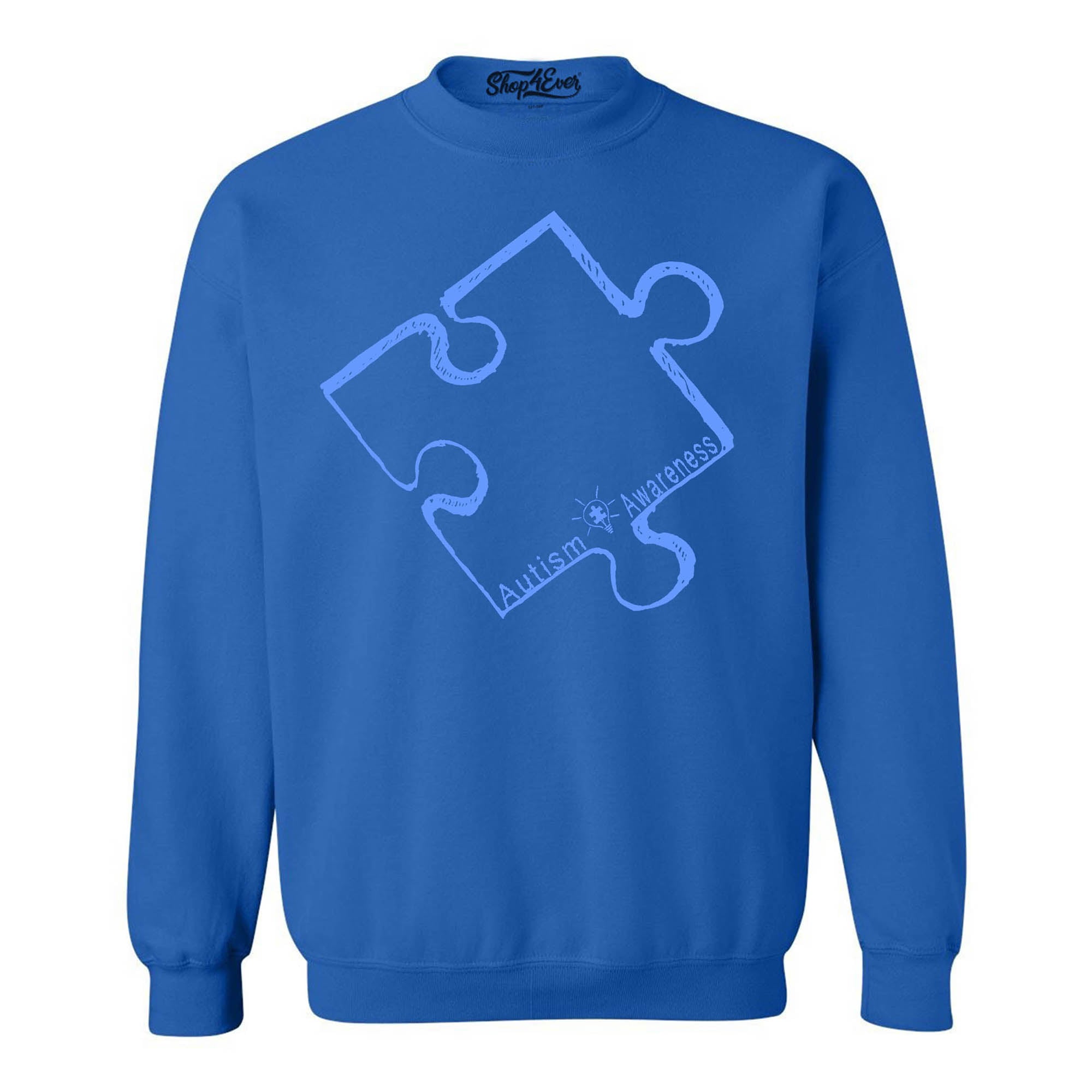 Blue Puzzle Piece Crewnecks Autism Awareness Sweatshirts