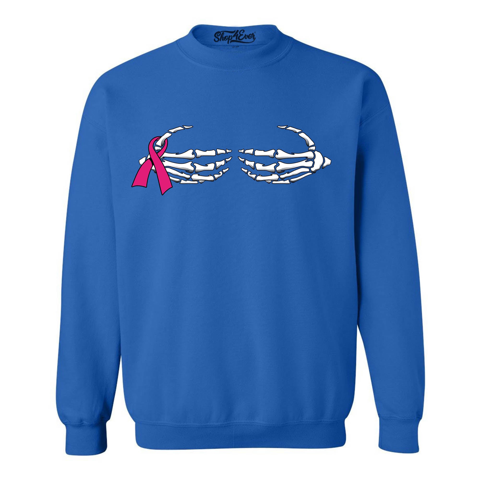 Skeleton Hands Crewnecks Breast Cancer Awareness Sweatshirts