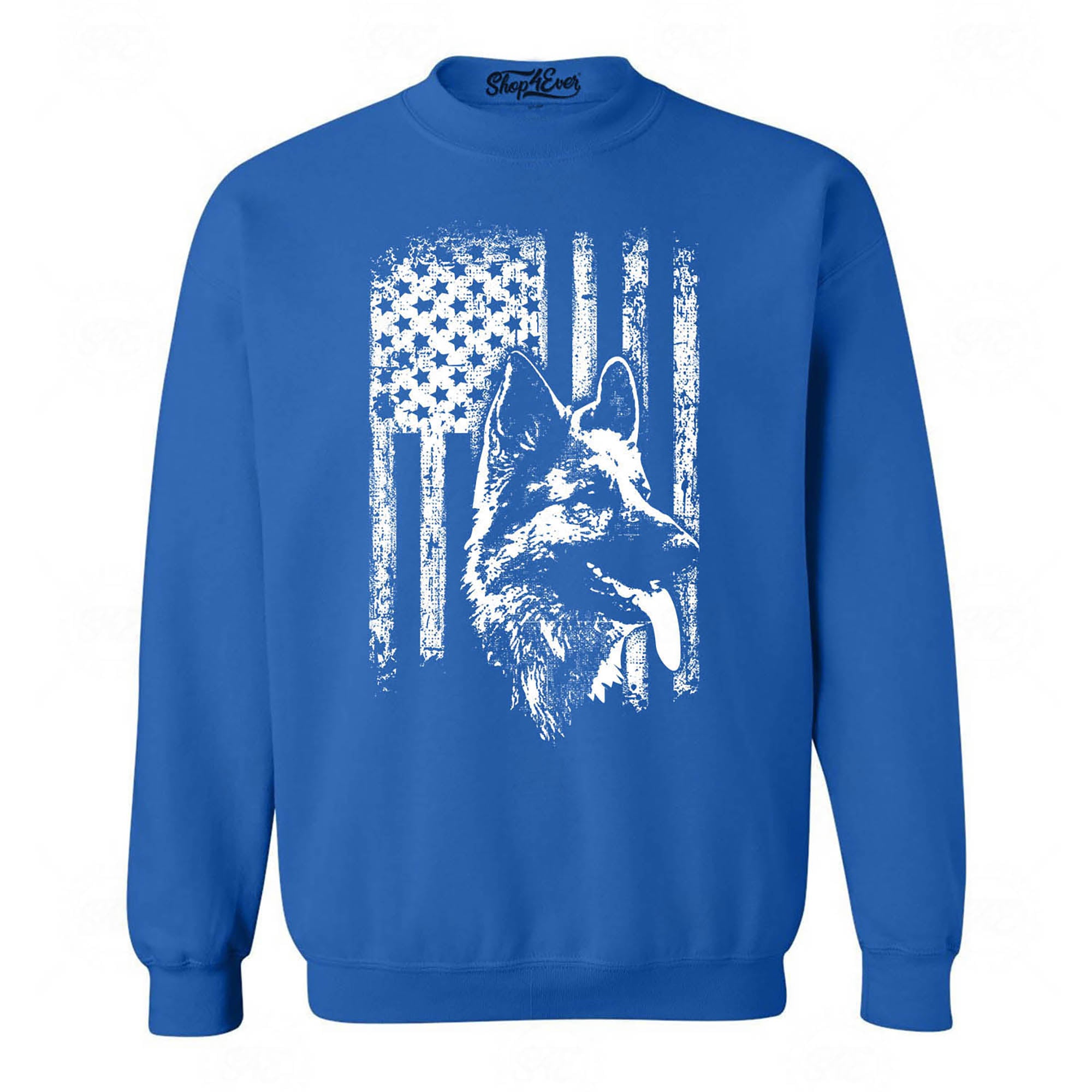 German Shepherd American Flag Crewneck Sweatshirts
