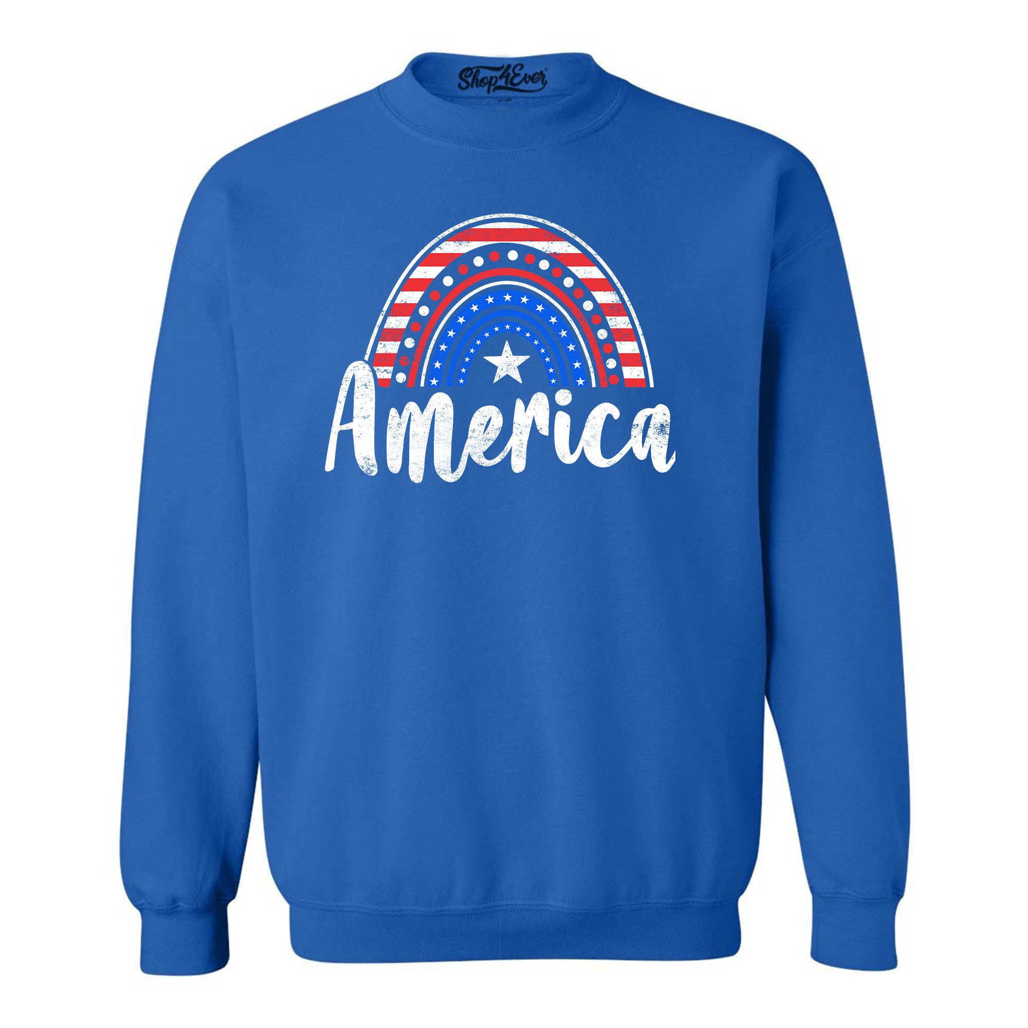America Patriotic Rainbow 4th of July Crewneck Sweatshirts