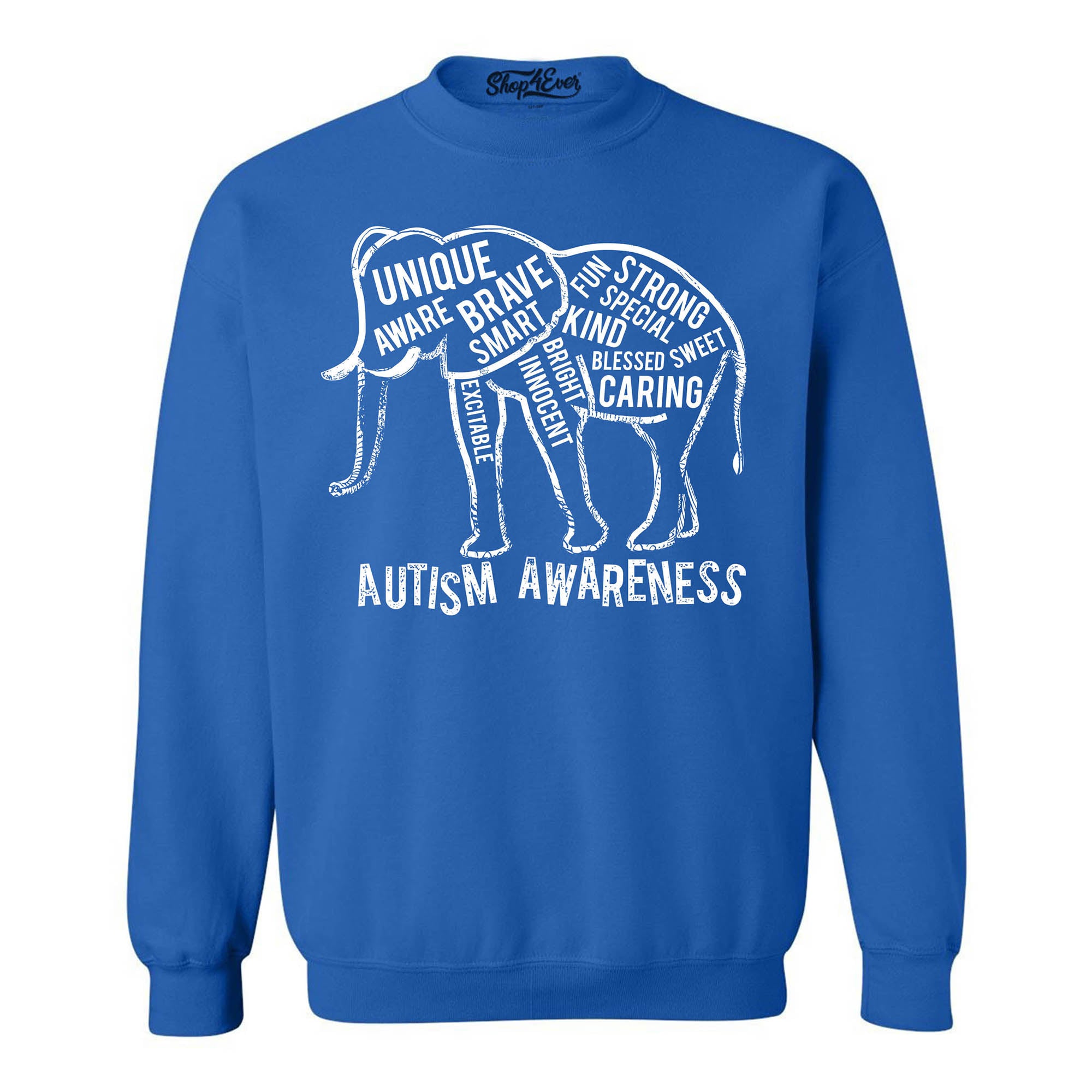Autism Awareness Elephant Crewneck Sweatshirts