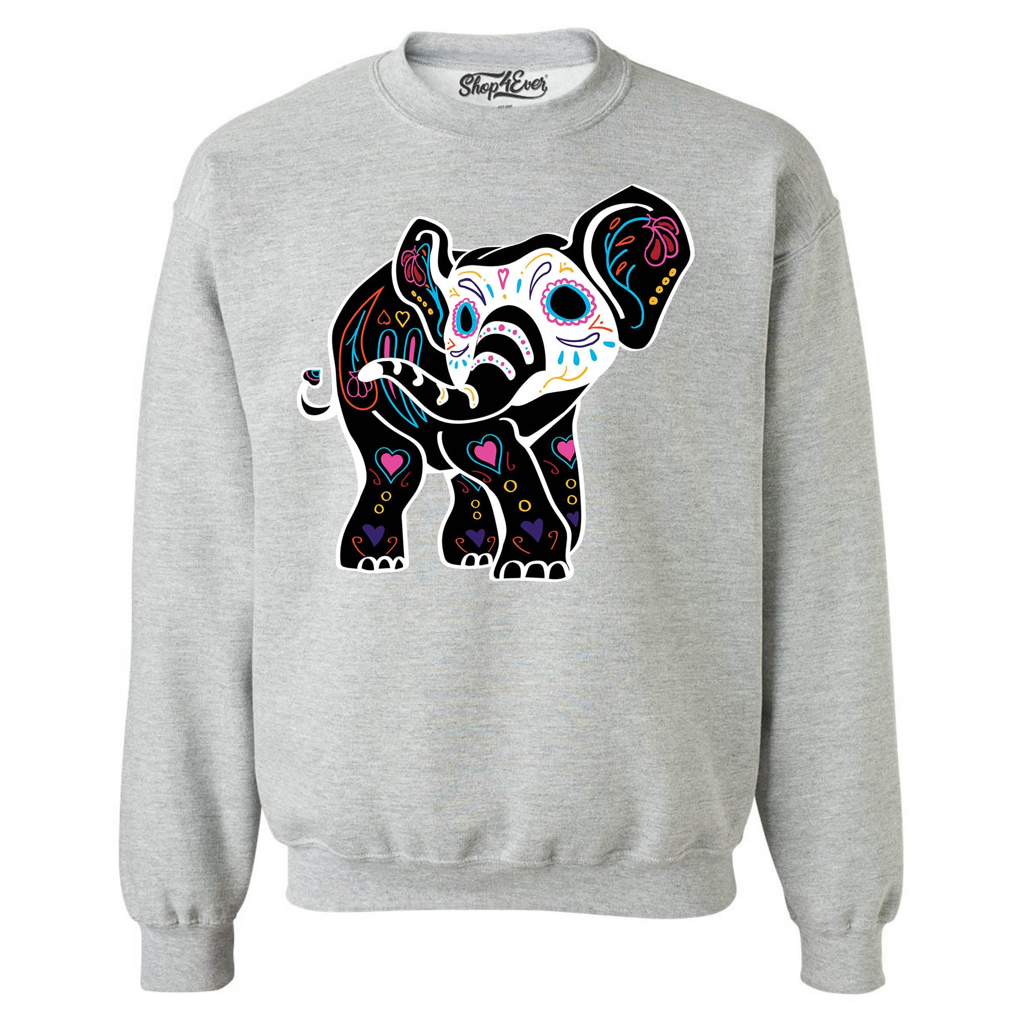 Day of The Dead Sugar Elephant Crewneck Sweatshirts