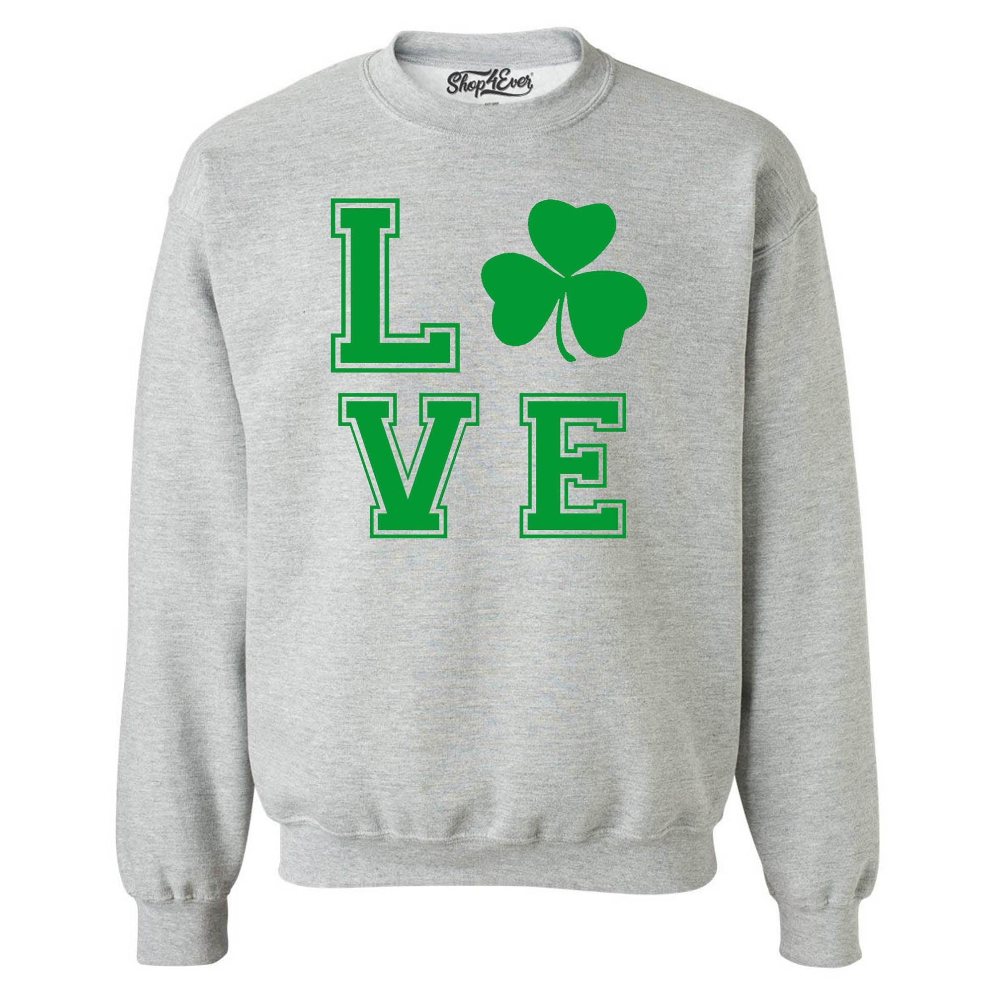 Green Shamrock Love Crewnecks St. Patricks Day Sweatshirts
