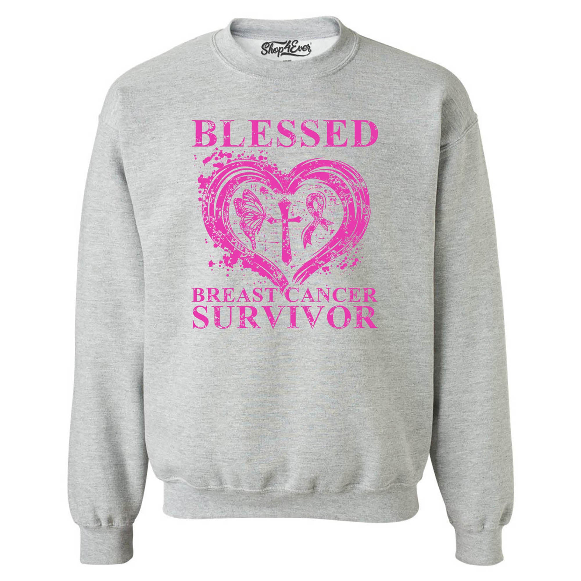 Blessed Breast Cancer Awareness Crewneck Sweatshirts