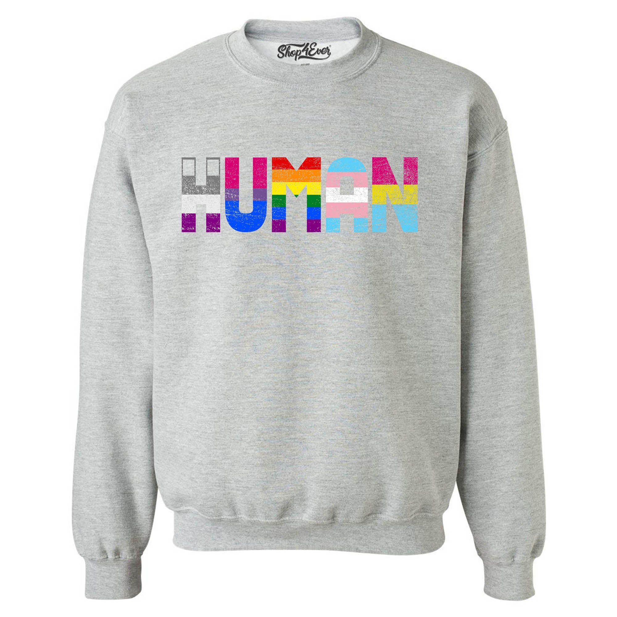 Human Pride Flags Crewneck Sweatshirts