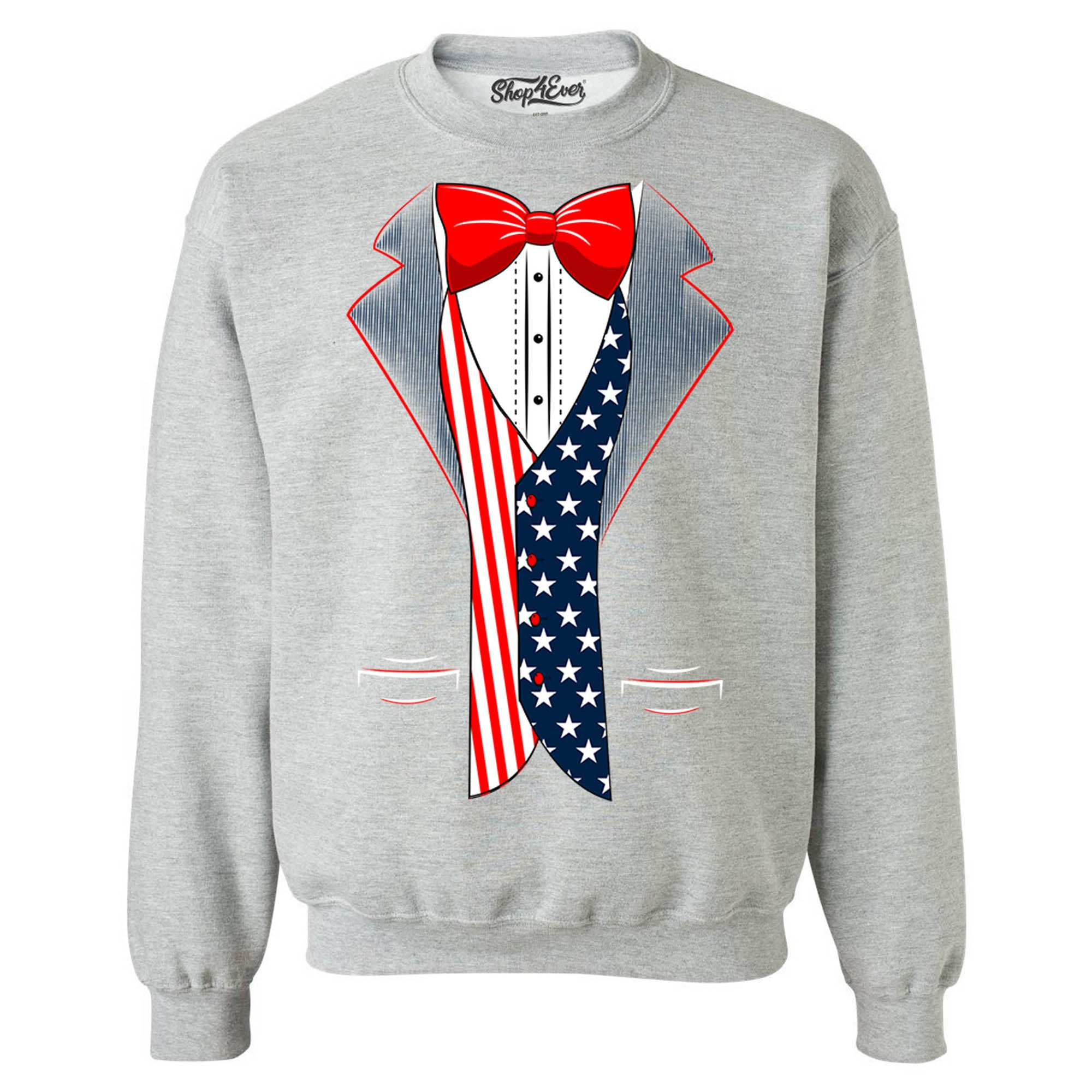 4th of July USA Tuxedo American Flag Crewneck Sweatshirts