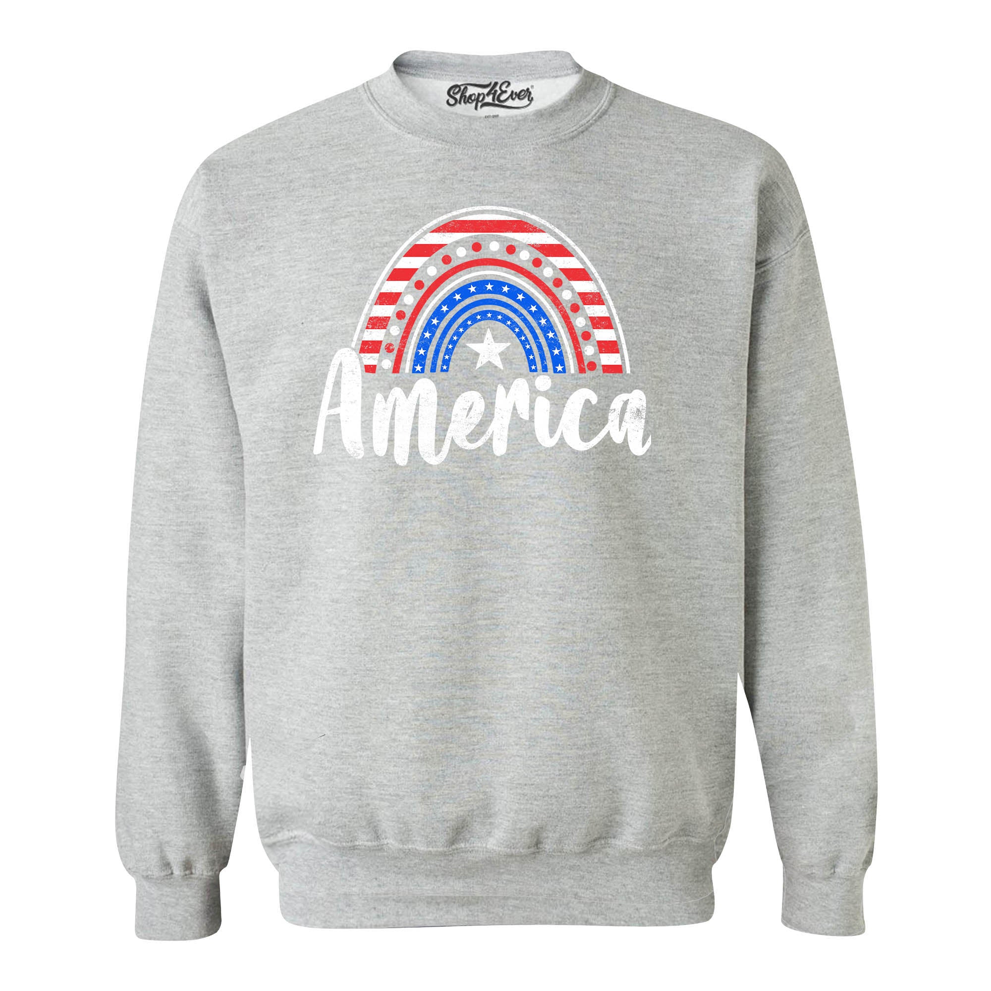 America Patriotic Rainbow 4th of July Crewneck Sweatshirts