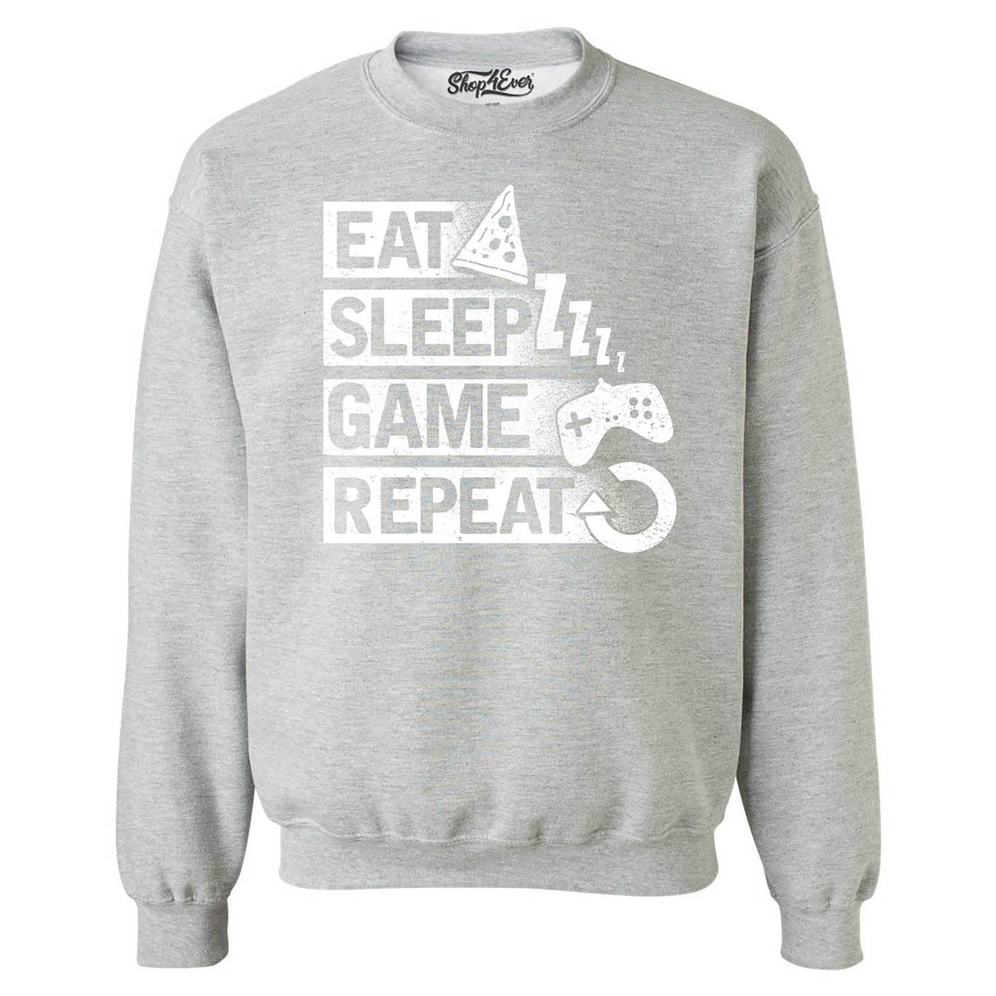 Eat Sleep Game Repeat Video Gamer Gaming Crewneck Sweatshirts