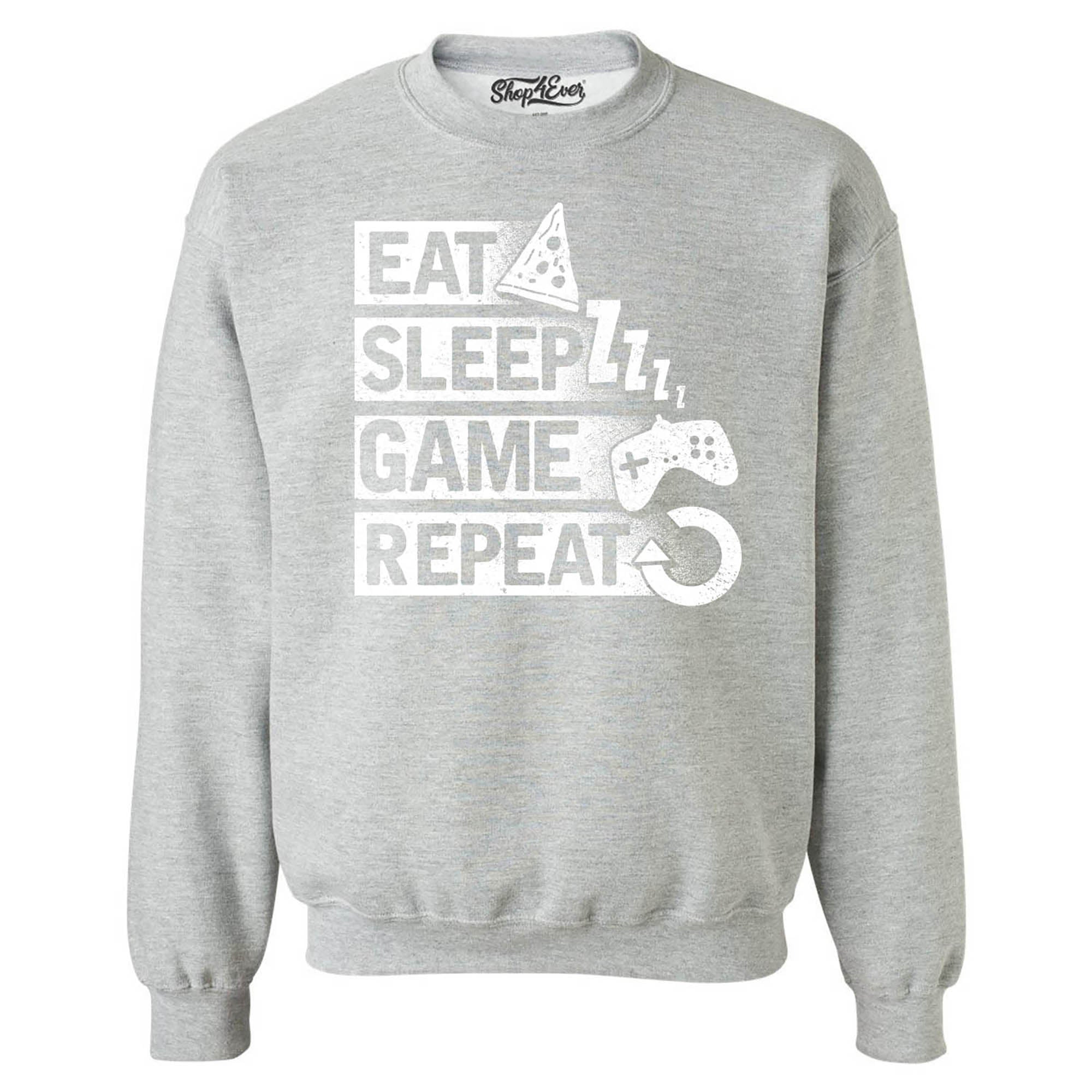 Eat Sleep Game Repeat Video Gamer Gaming Crewneck Sweatshirts