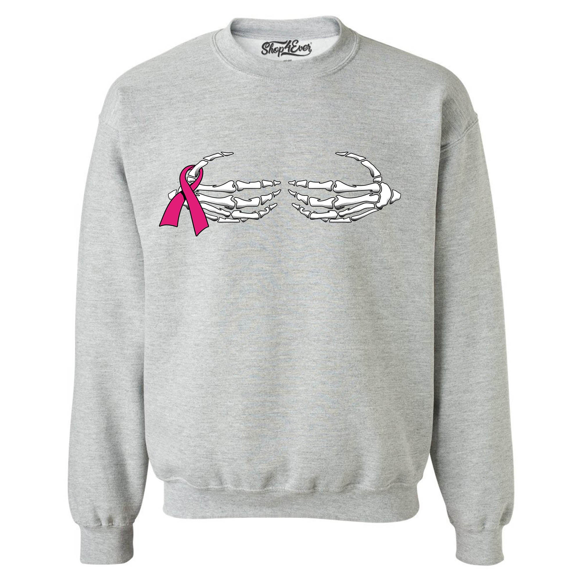 Skeleton Hands Crewnecks Breast Cancer Awareness Sweatshirts