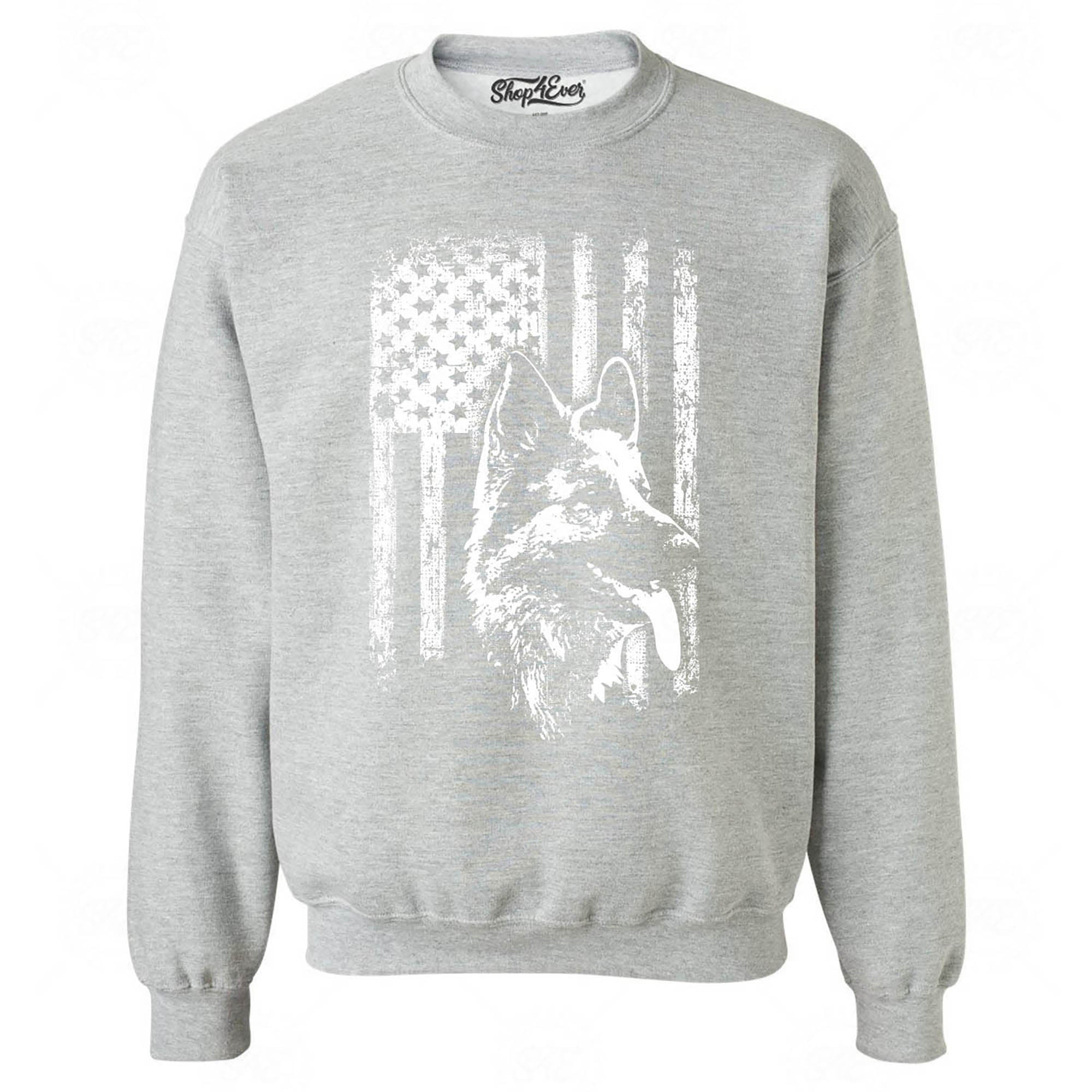 German Shepherd American Flag Crewneck Sweatshirts