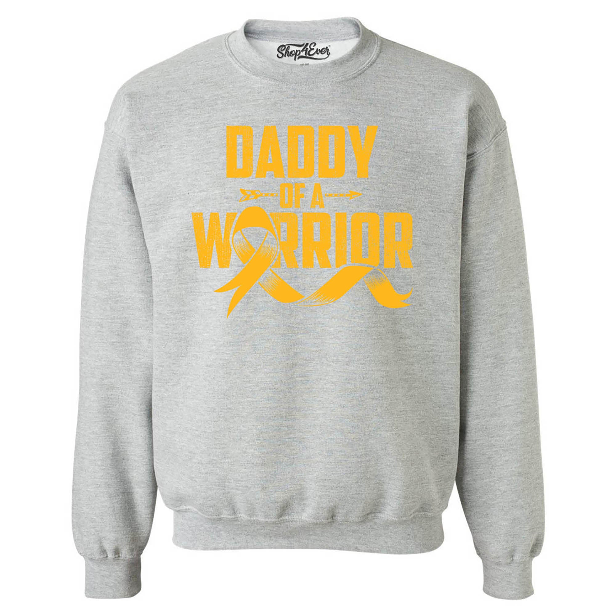 Daddy of a Warrior Childhood Cancer Awareness Crewneck Sweatshirts