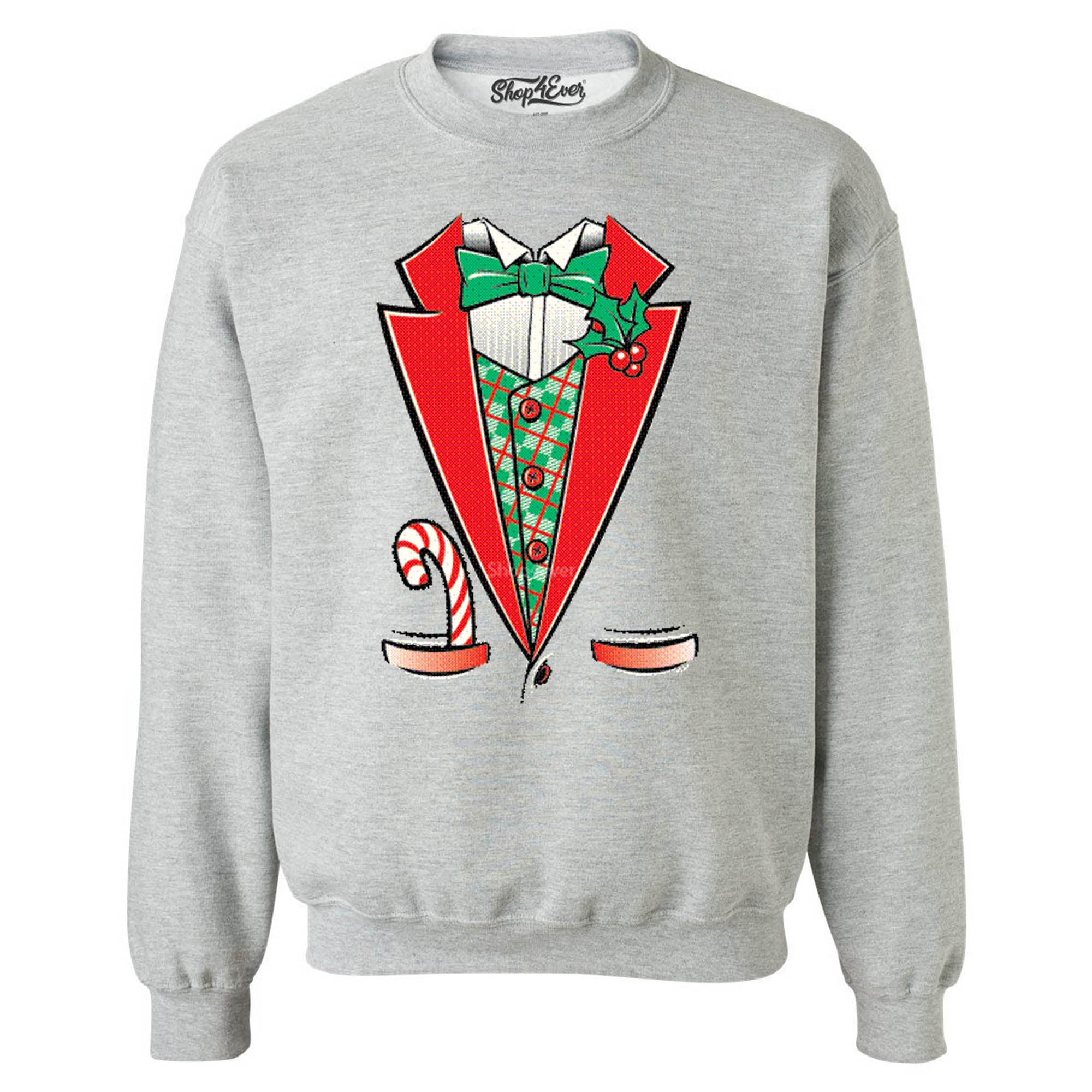 Tuxedo Christmas Costume Crewnecks Ugly Xmas Sweater Sweatshirts