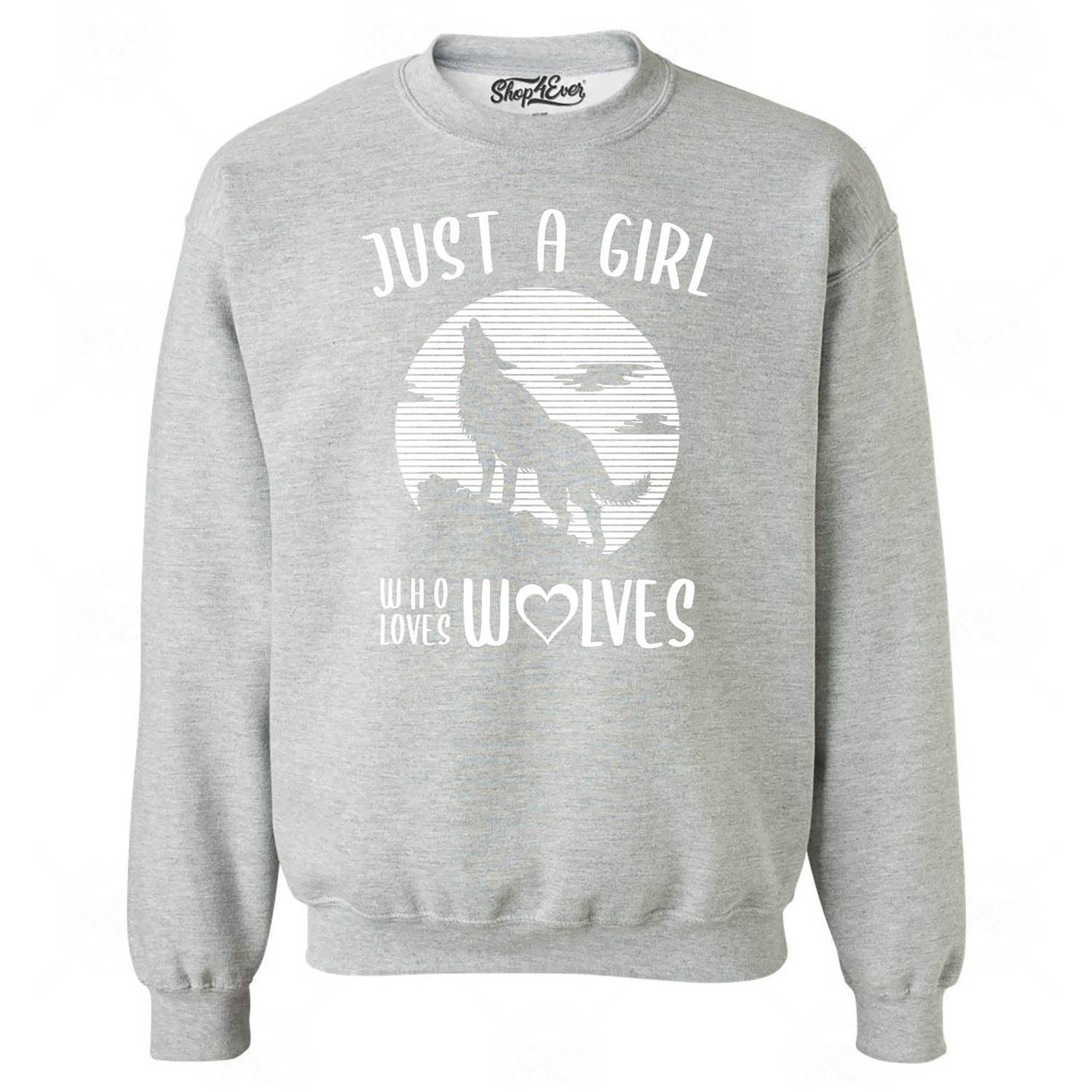 Just A Girl Who Loves Wolves Crewneck Sweatshirts