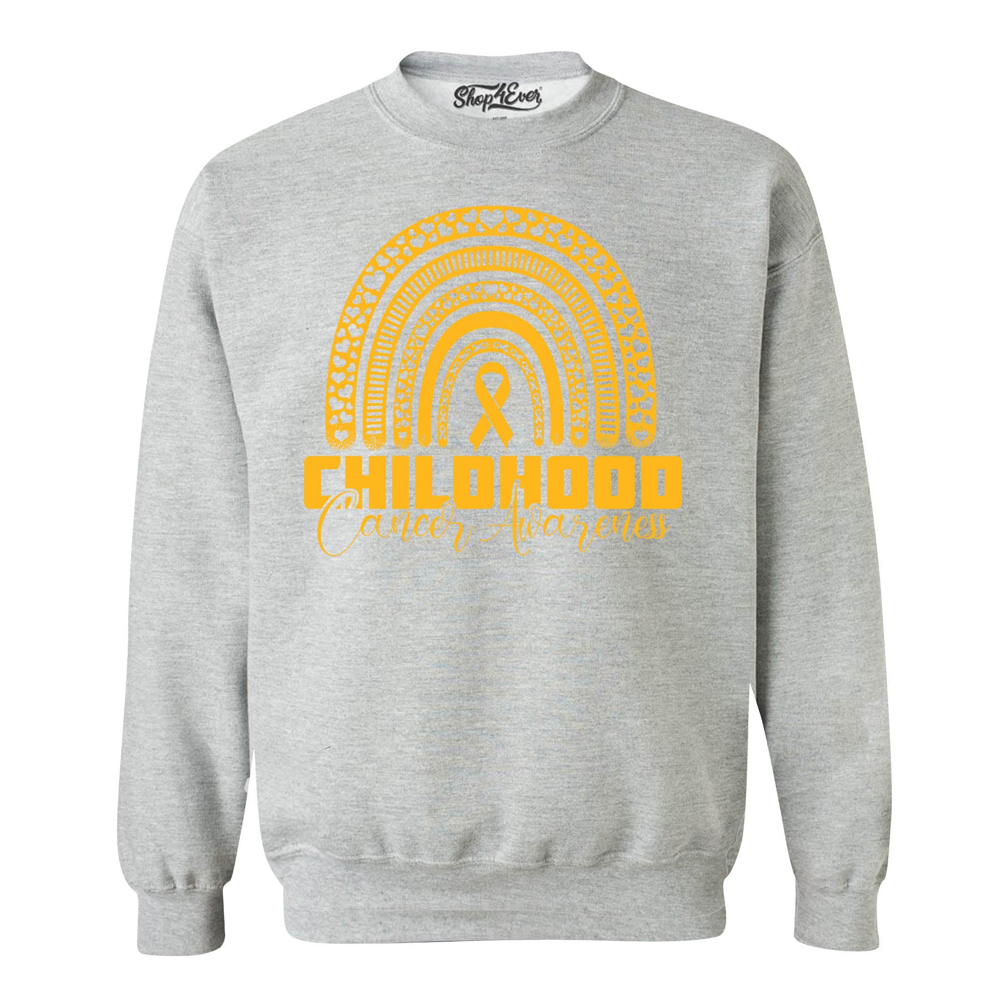 Childhood Cancer Awareness Gold Rainbow Crewneck Sweatshirts