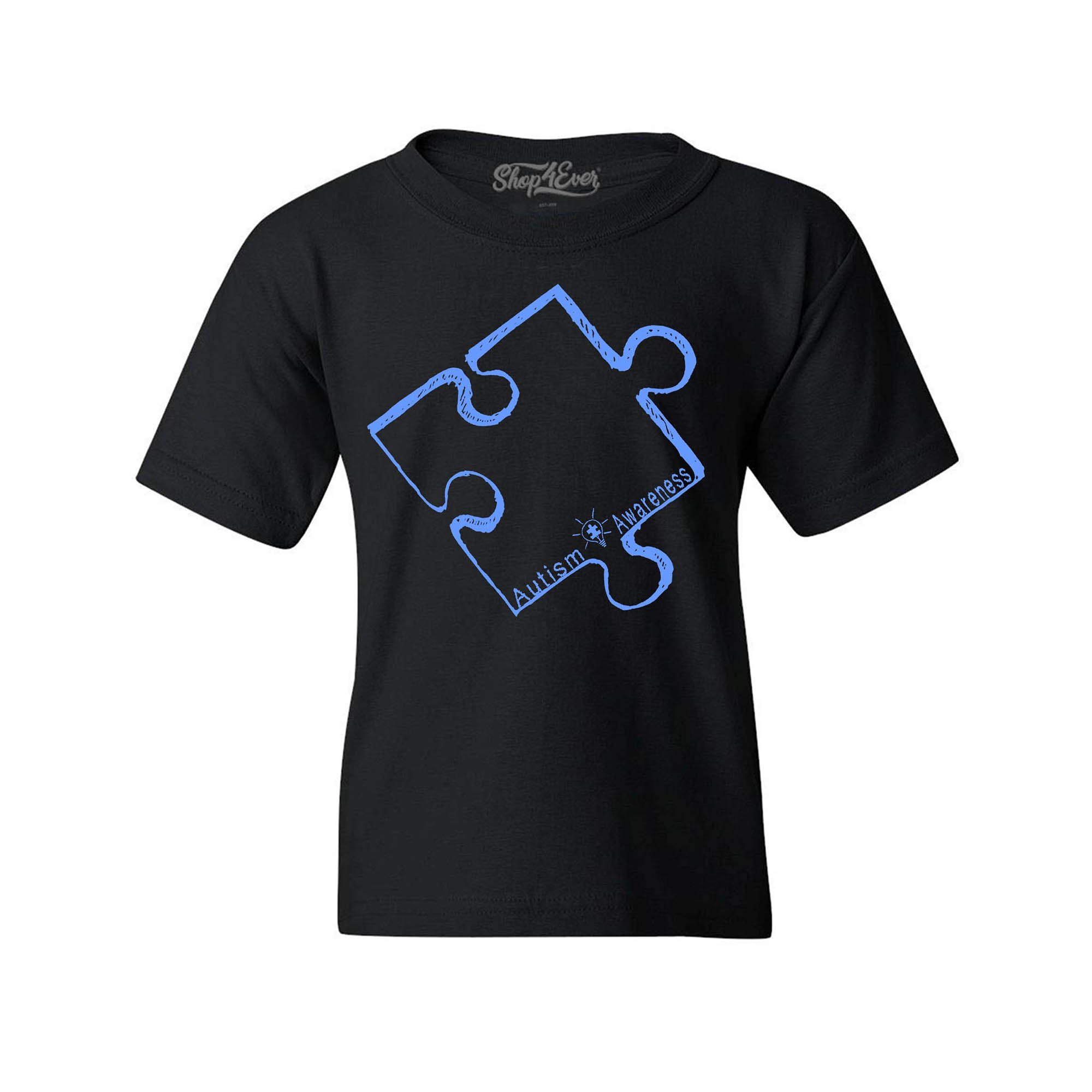 Blue Puzzle Piece Autism Awareness Child's T-Shirt Kids Tee