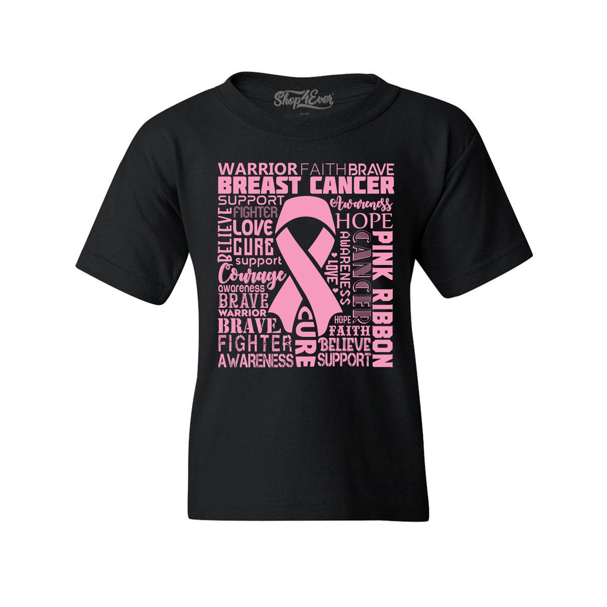 Breast Cancer Awareness Pink Ribbon Word Cloud Child's T-Shirt Kids Tee