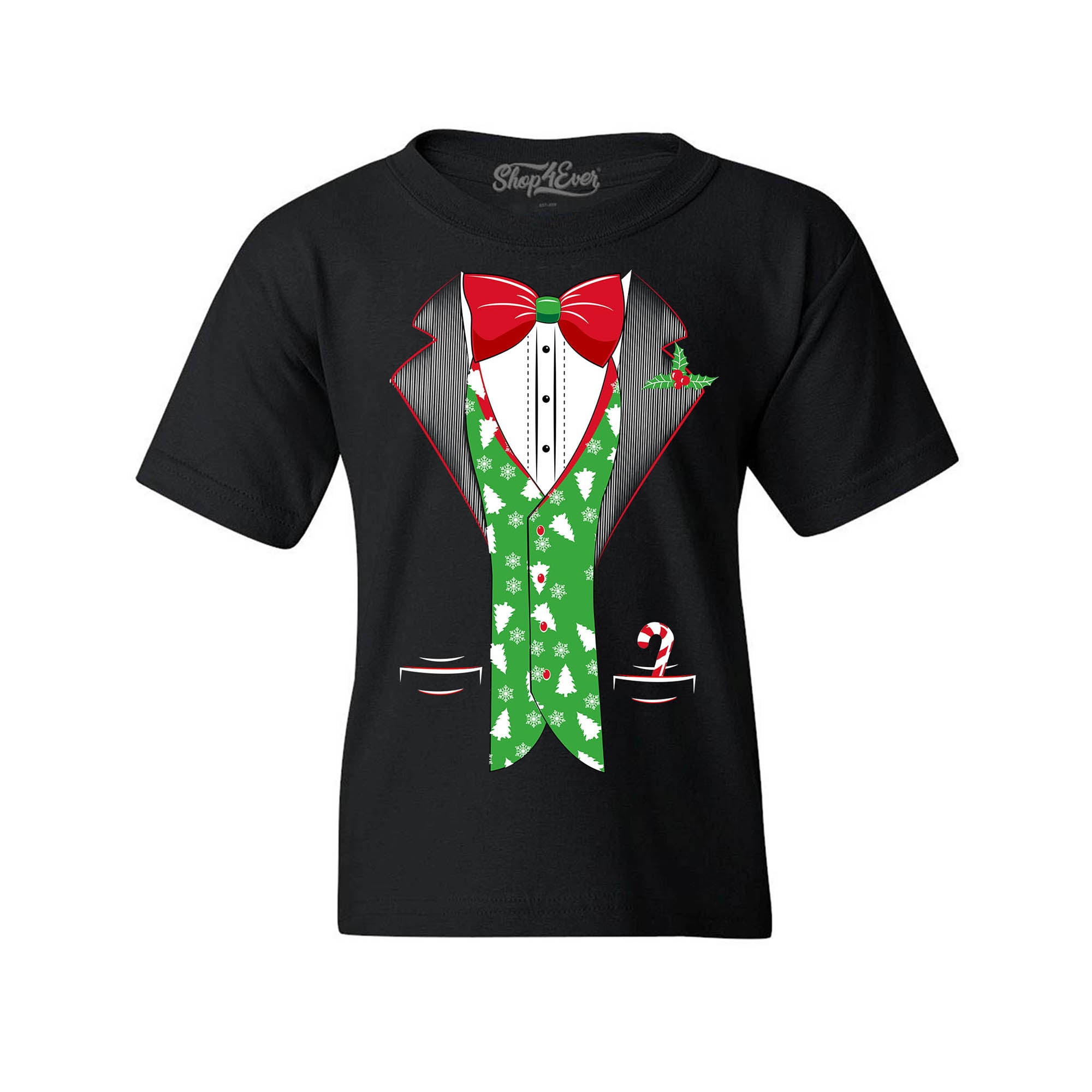 Tuxedo Christmas Costume Tree Vest Youth's T-Shirt Xmas Shirts