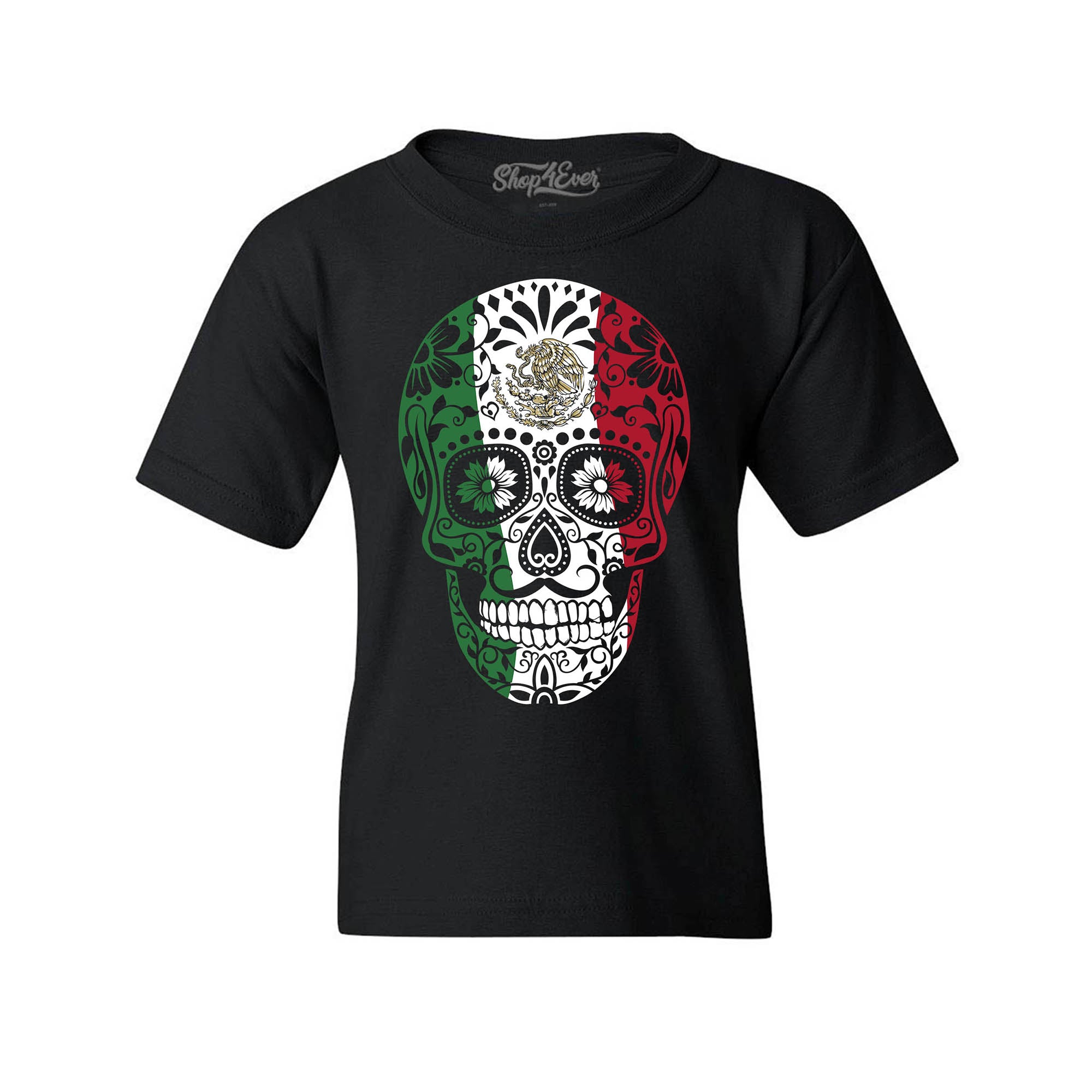 Mexican Flag Child's Tee Day of The Dead Skull Youth's T-Shirt