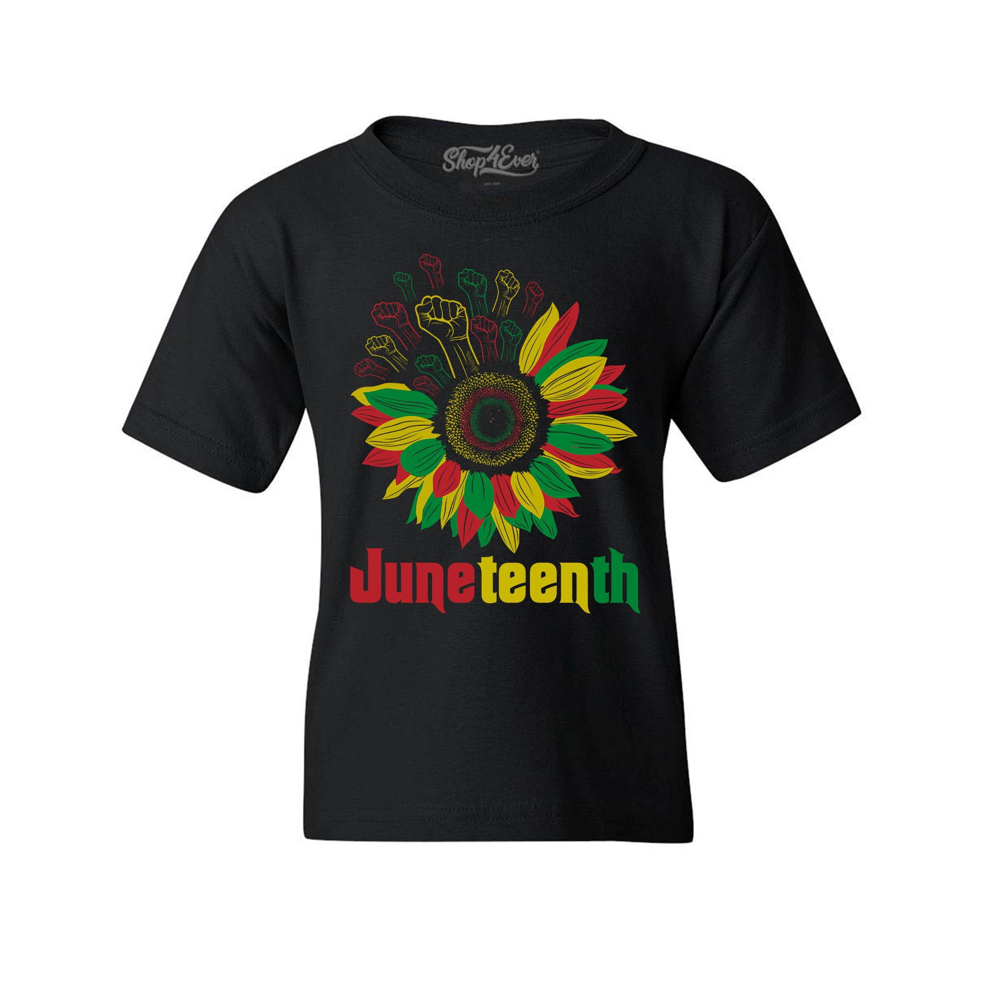 Juneteenth Black Fist Flower Power June 19th 1865 Child's T-Shirt Kids Tee