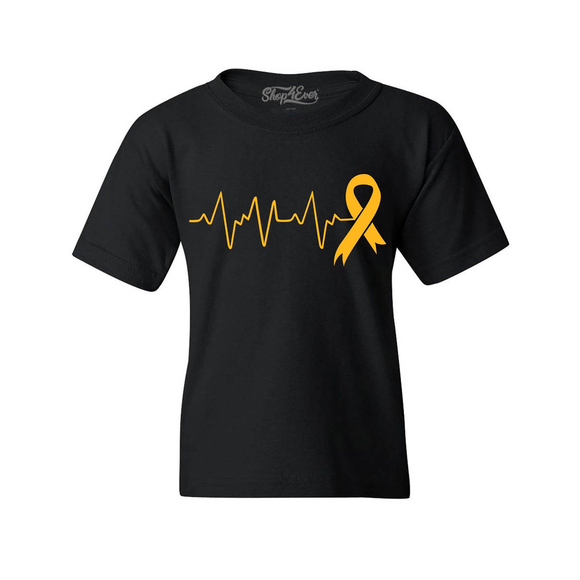 Heartbeat Gold Ribbon Childhood Cancer Awareness Kids Child Youth's T-Shirt