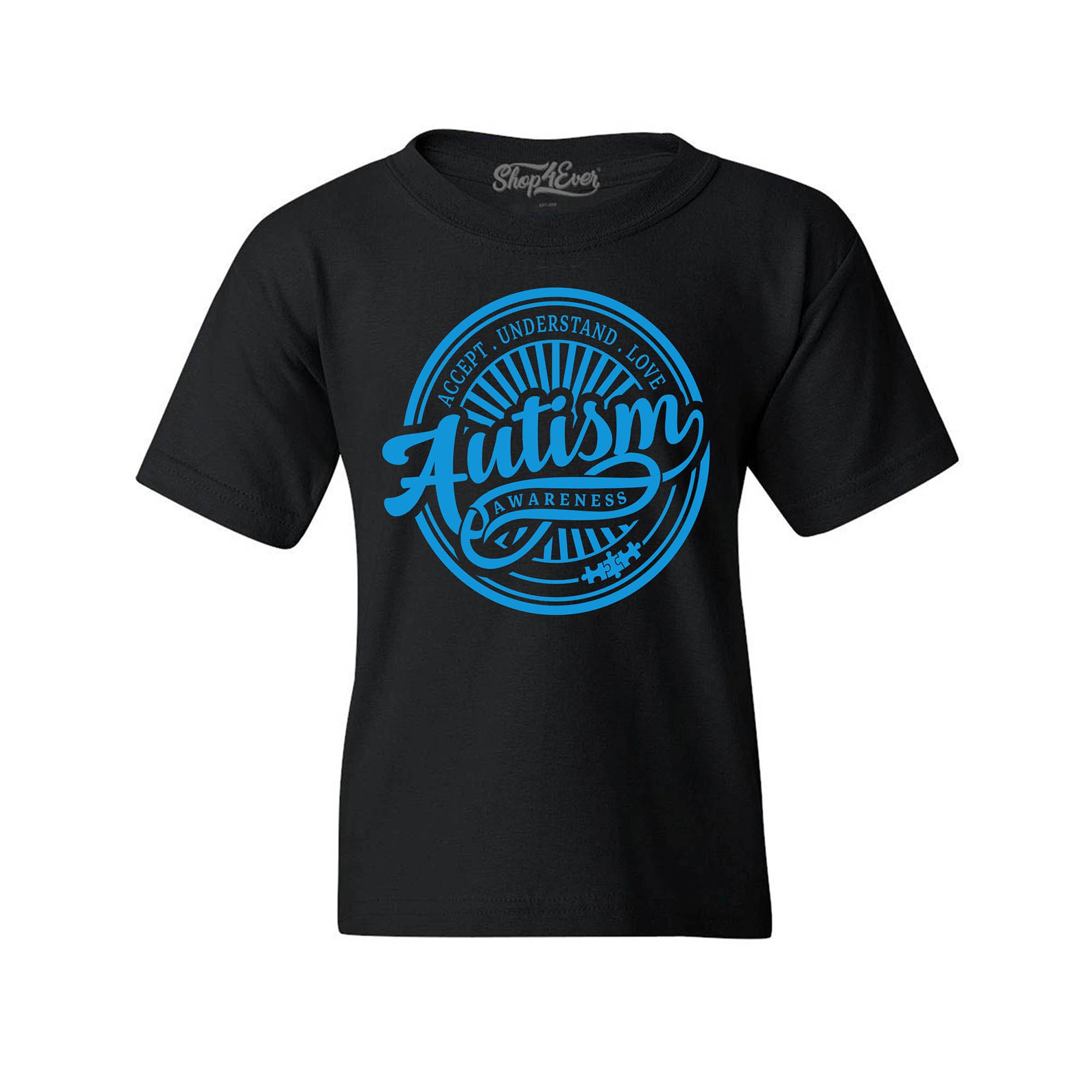 Autism Awareness Accept Understand Love Blue Circle Child's T-Shirt Kids Tee