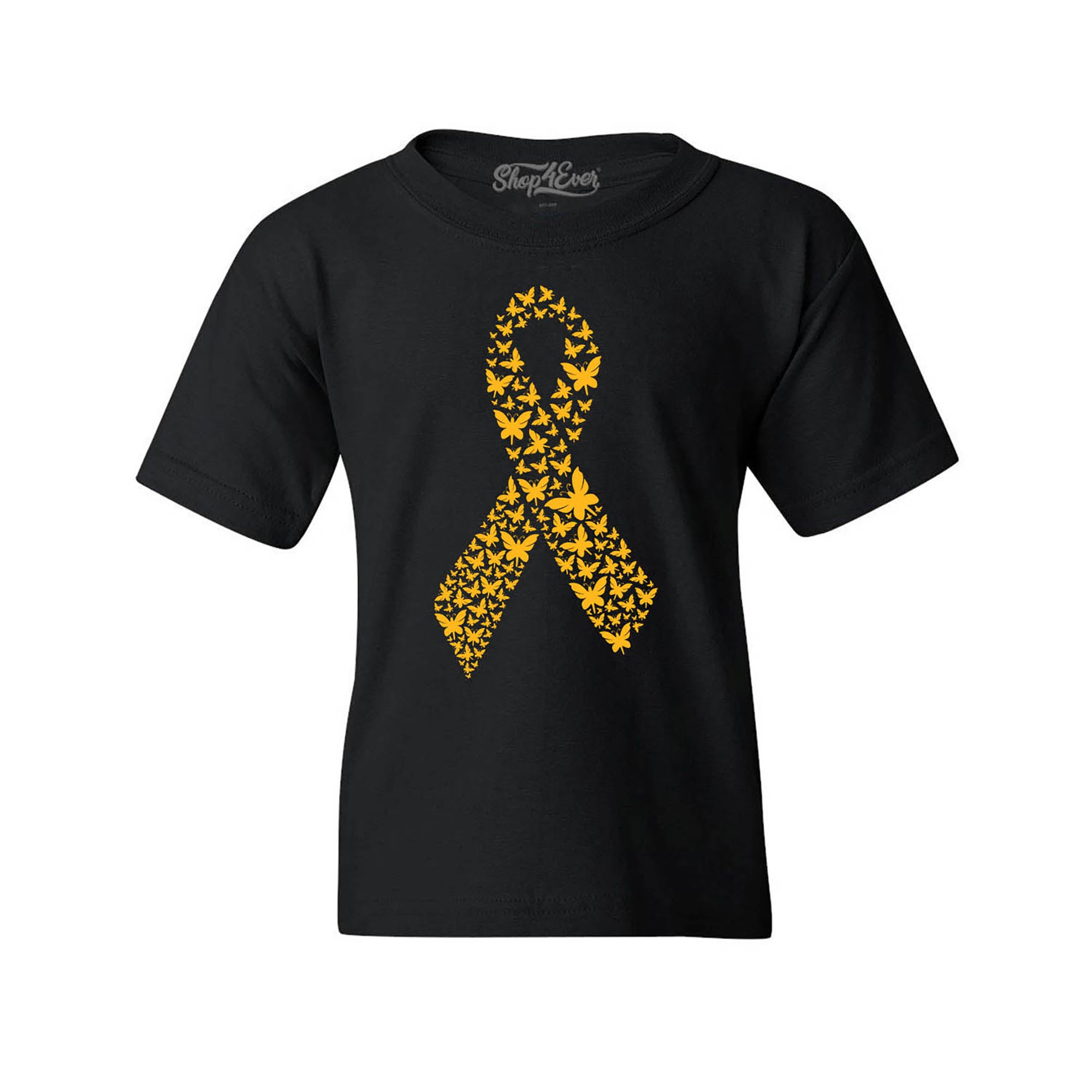 Gold Butterfly Ribbon Childhood Cancer Awareness Kids Child Youth's T-Shirt