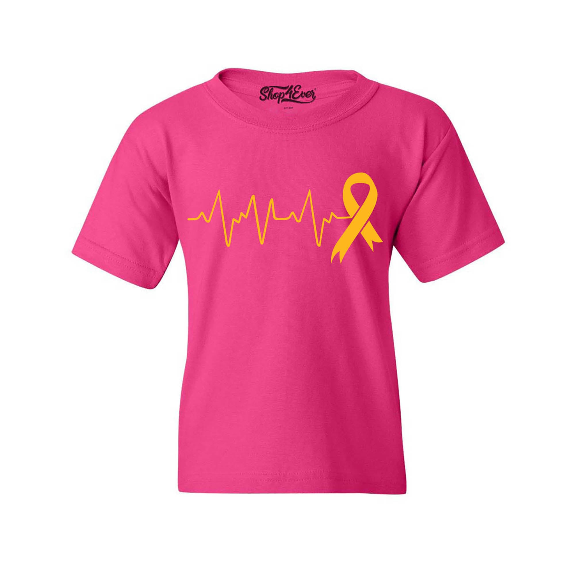 Heartbeat Gold Ribbon Childhood Cancer Awareness Kids Child Youth's T-Shirt