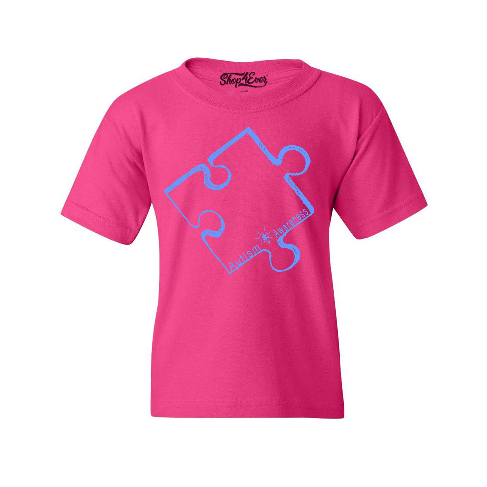 Blue Puzzle Piece Autism Awareness Child's T-Shirt Kids Tee