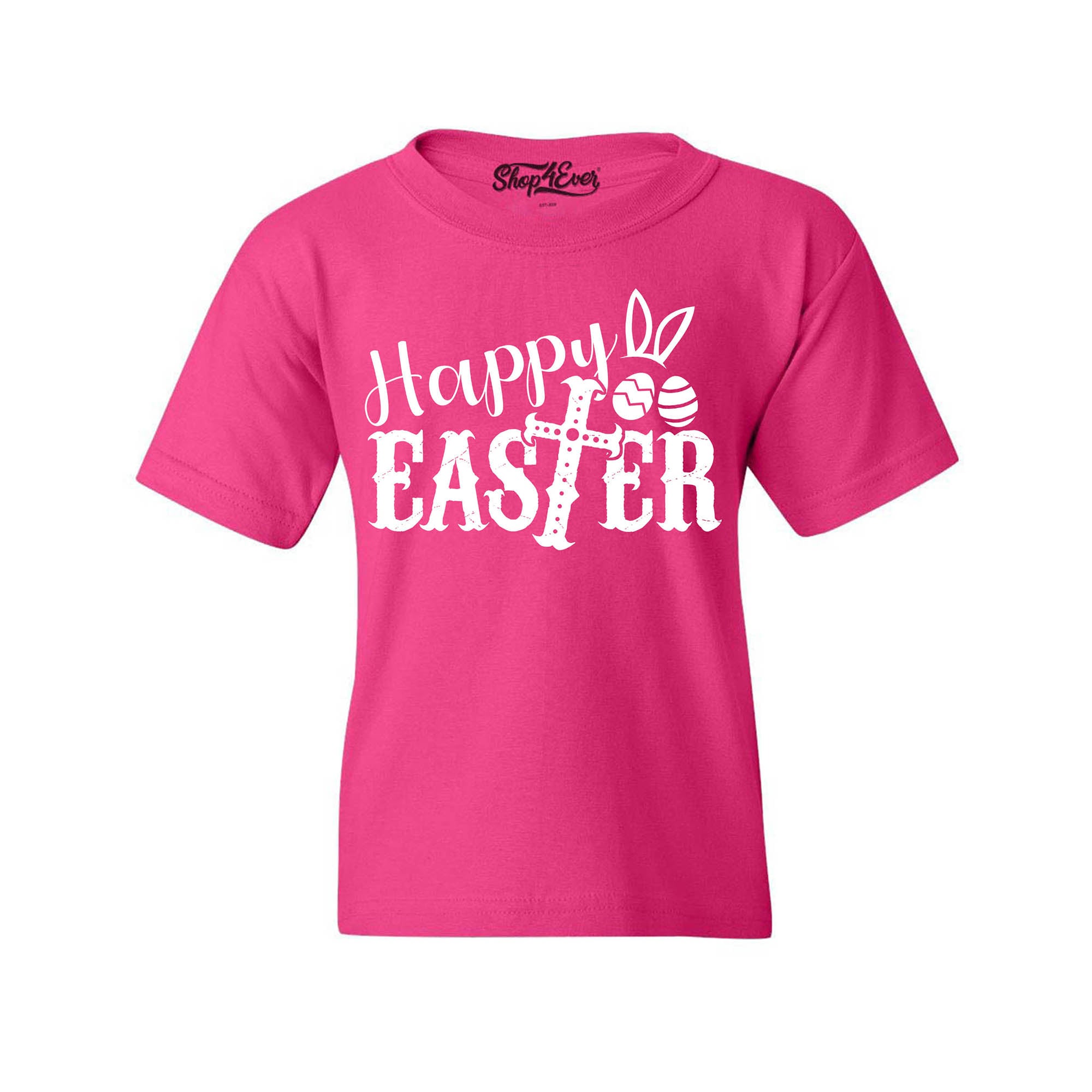 Happy Easter with Cross Youth's T-Shirt Spring Child Kids Tee