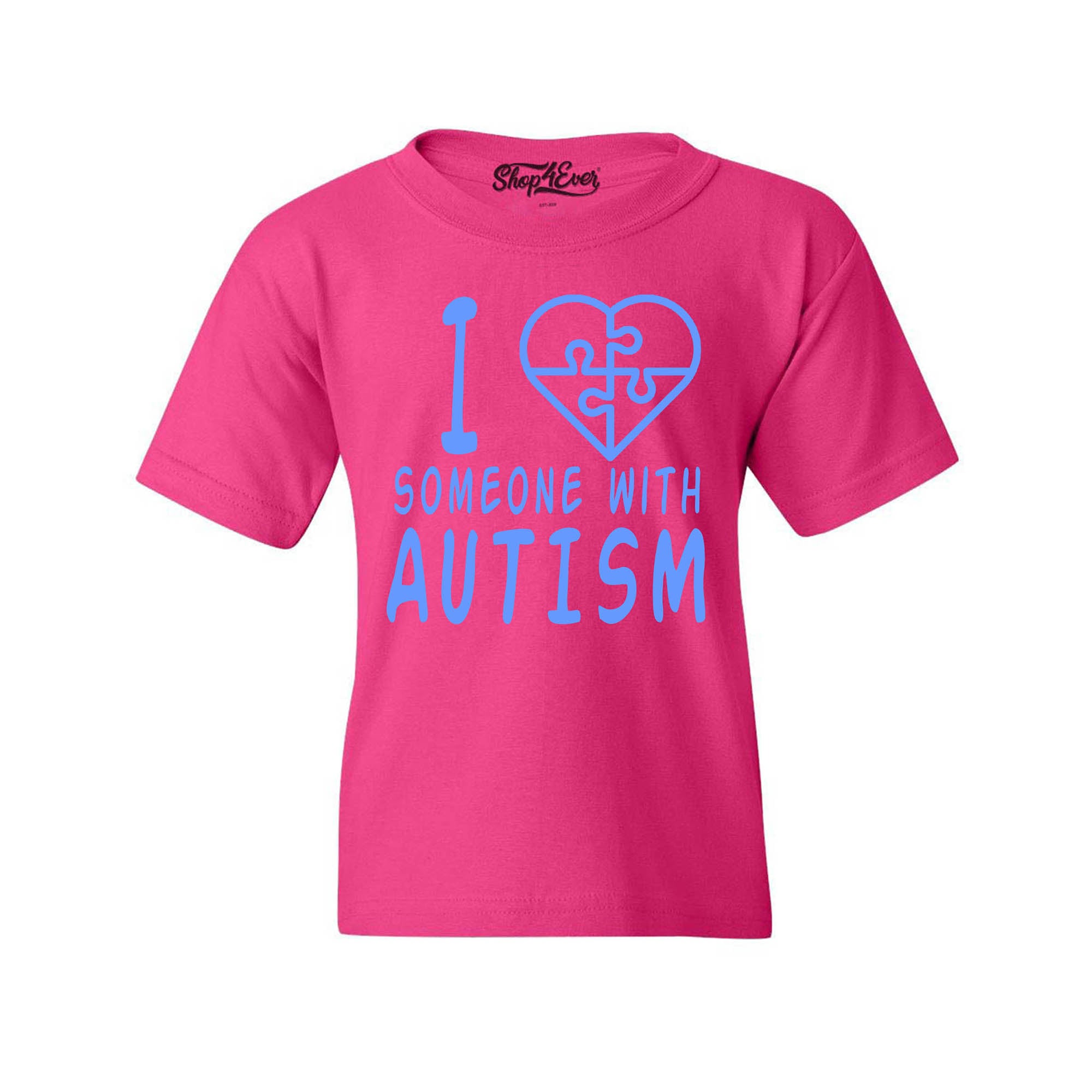 I Love Someone with Autism Blue Autism Awareness Child's T-Shirt Kids Tee