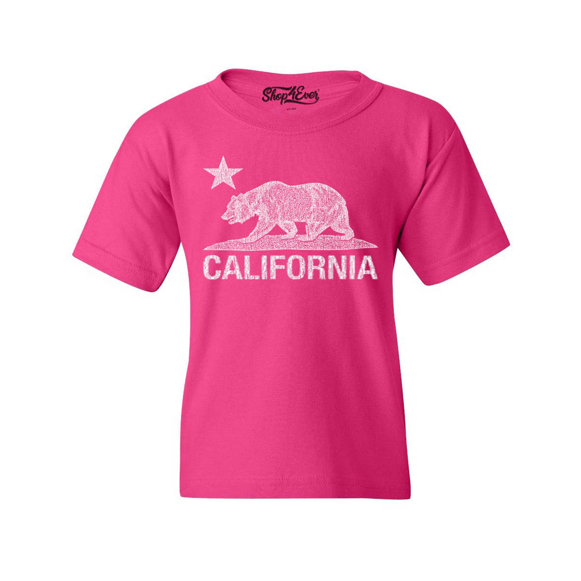 California Distressed White Bear Youth's T-Shirt Cali Child Kids Tee Shirts