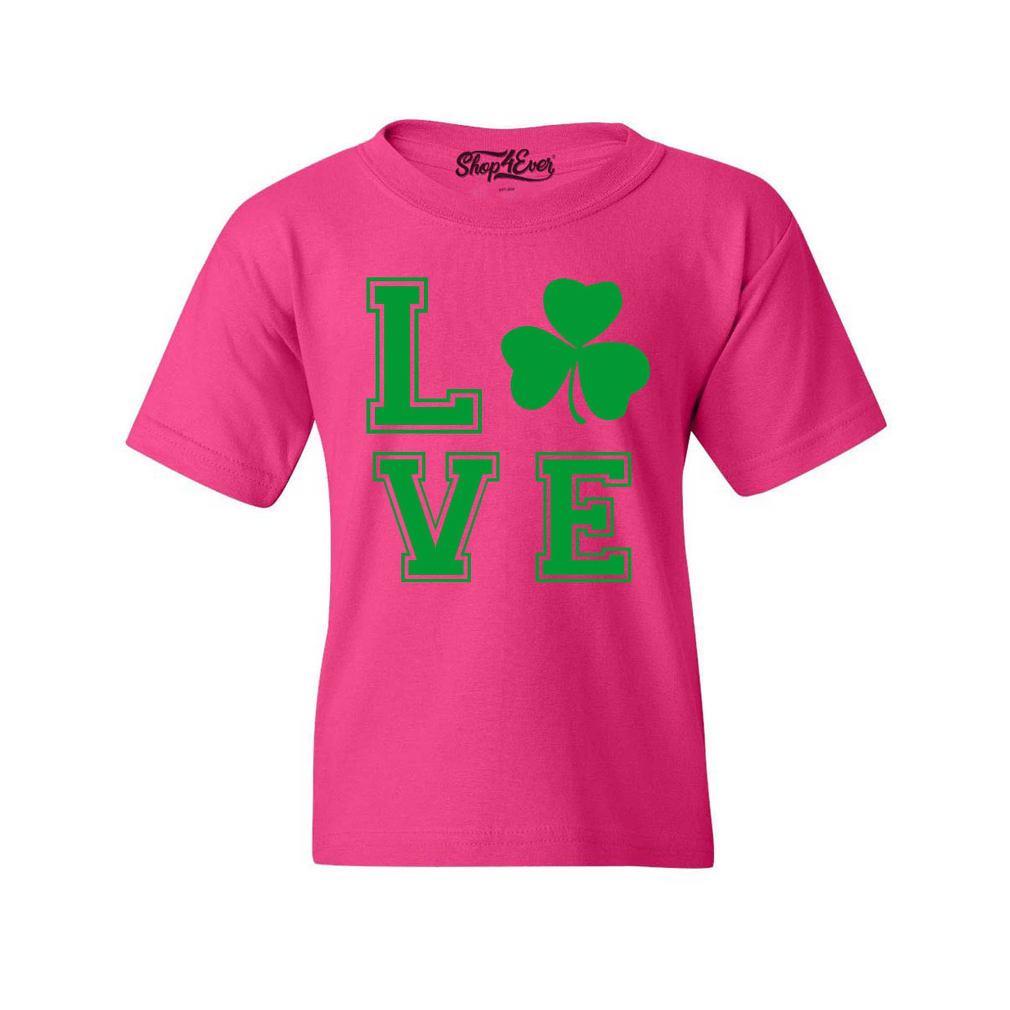 Green Shamrock Love Youth's T-Shirt St. Patricks Day Shirts