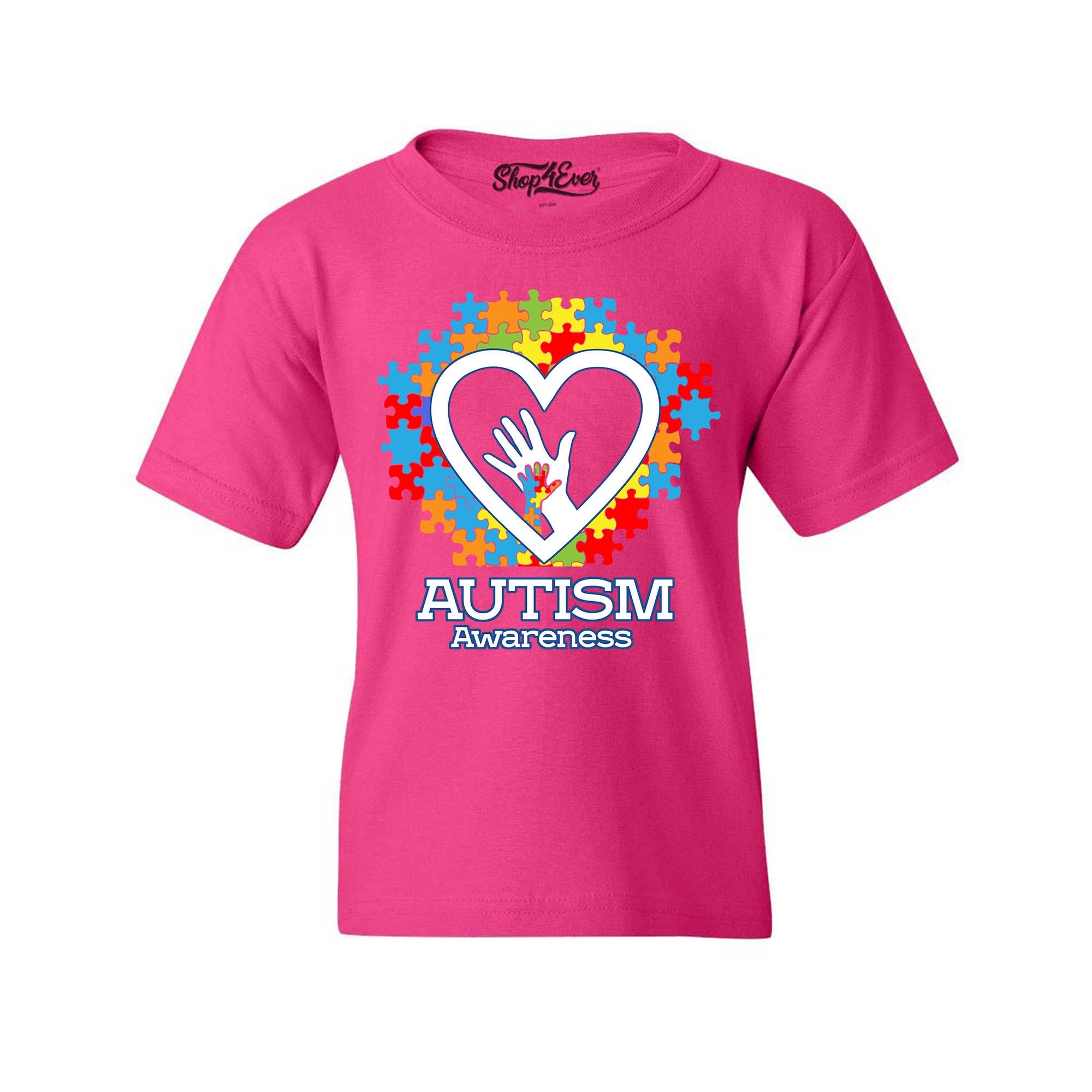 Autism Awareness Hands in Heart Child's T-Shirt Kids Tee