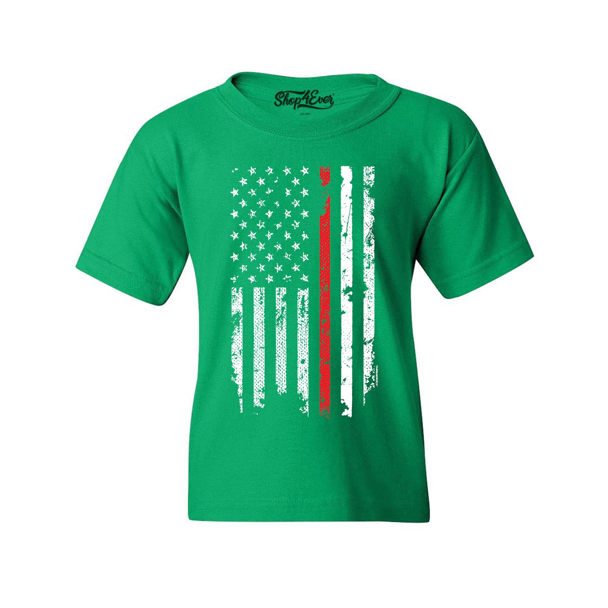 Firefighter American Flag Red Line Stripe USA Youth's T-Shirt 4th of July Shirts