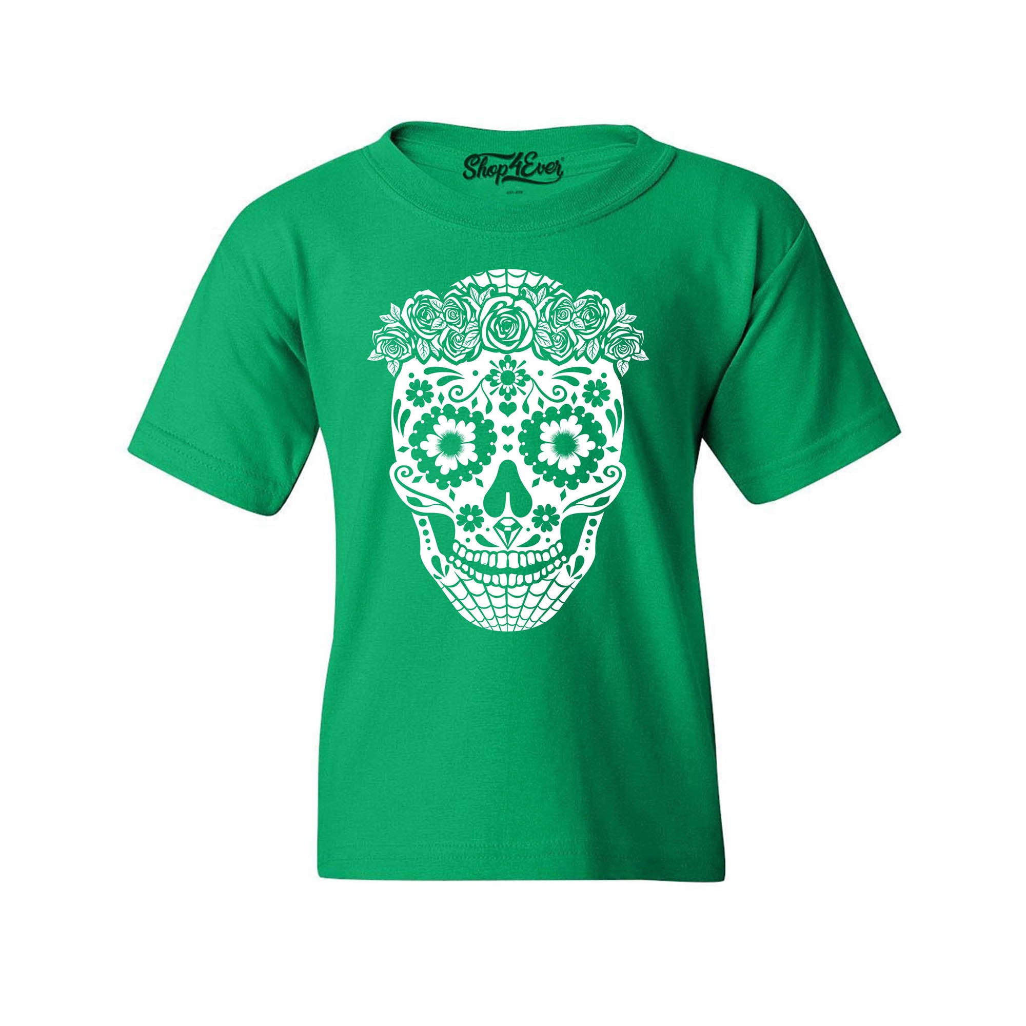 Floral Day of The Dead Girl Skull Youth's T-Shirt